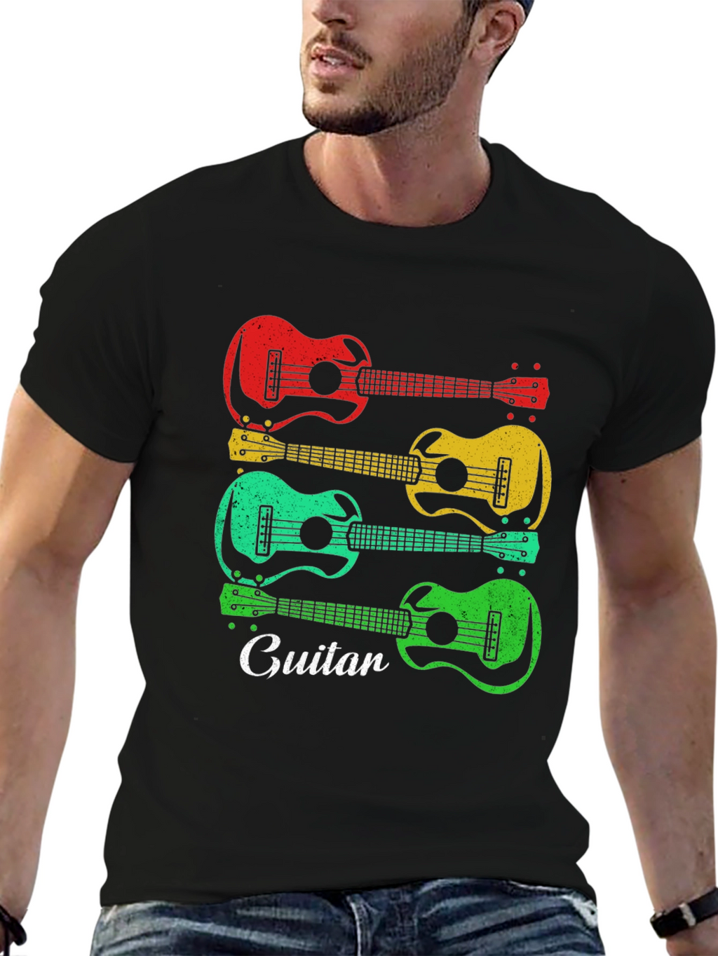 Retro Guitar Graphic Tee - Musical Style