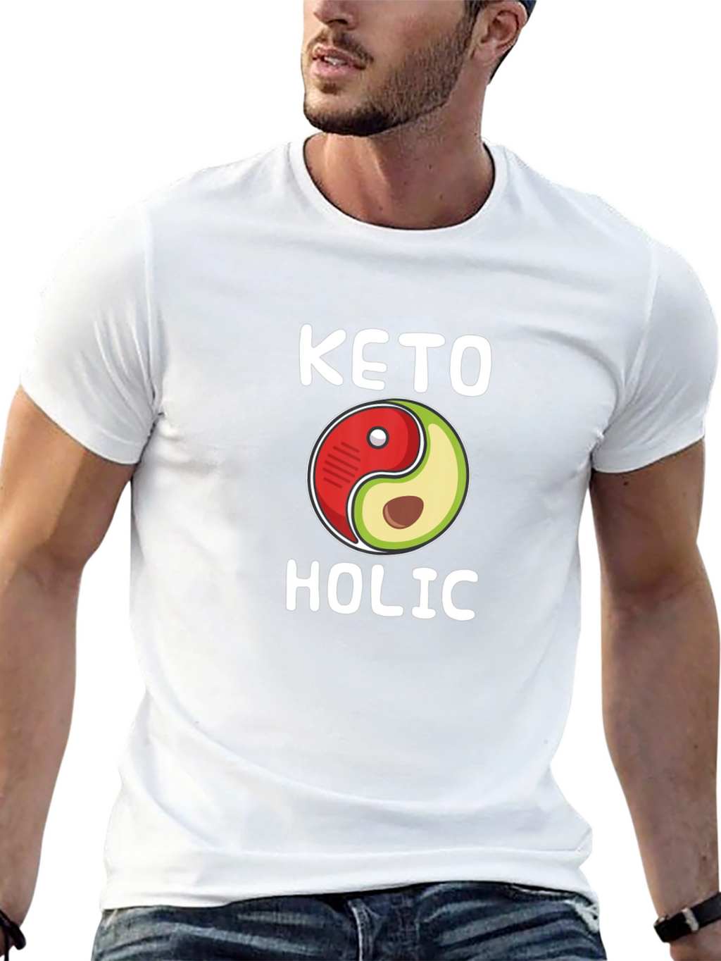 Keto-holic Yin Yang Avocado T-Shirt