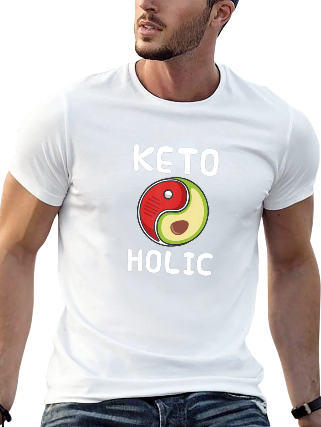 Keto-holic Yin Yang Avocado T-Shirt