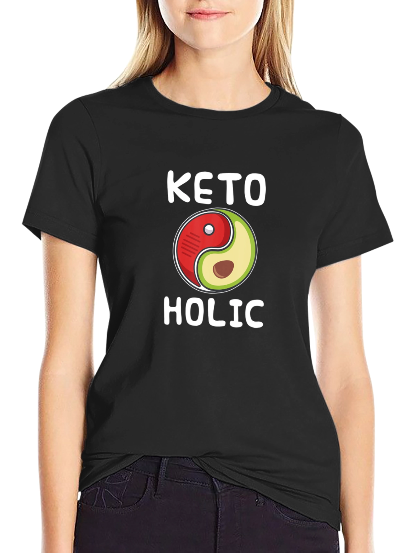Keto-holic Yin Yang Avocado T-Shirt