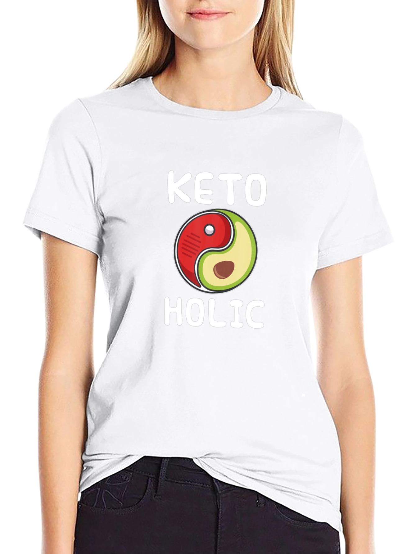 Keto-holic Yin Yang Avocado T-Shirt