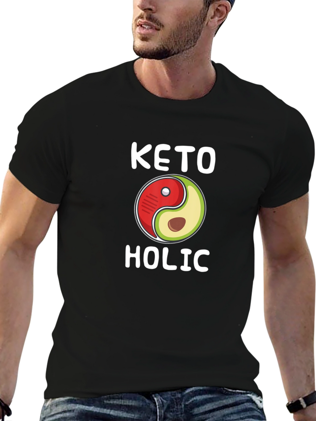 Keto-holic Yin Yang Avocado T-Shirt