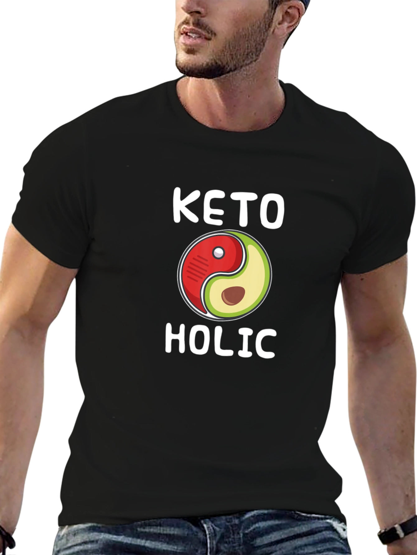 Keto-holic Yin Yang Avocado T-Shirt