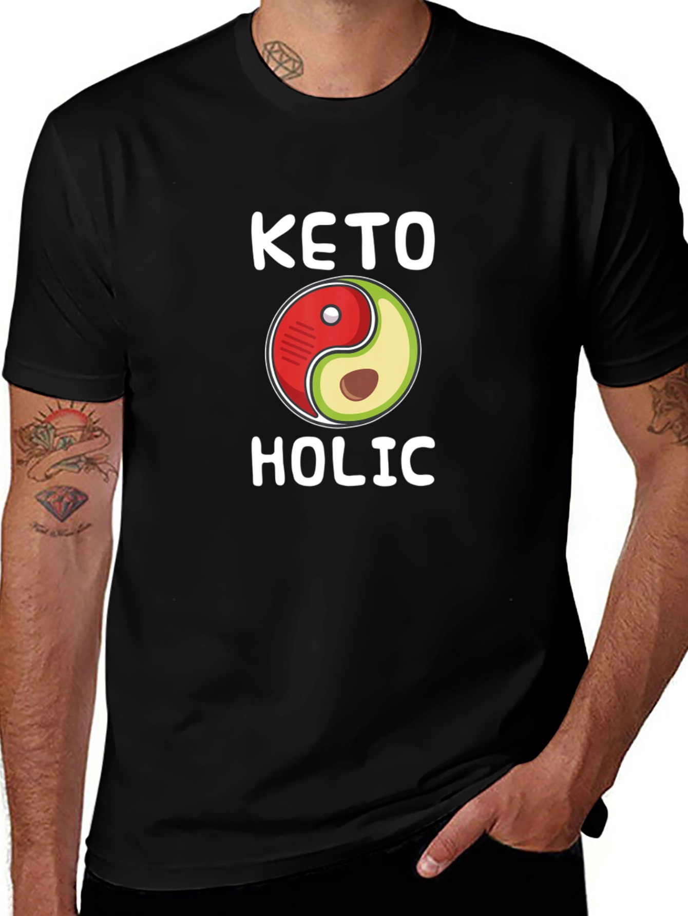 Keto-holic Yin Yang Avocado T-Shirt