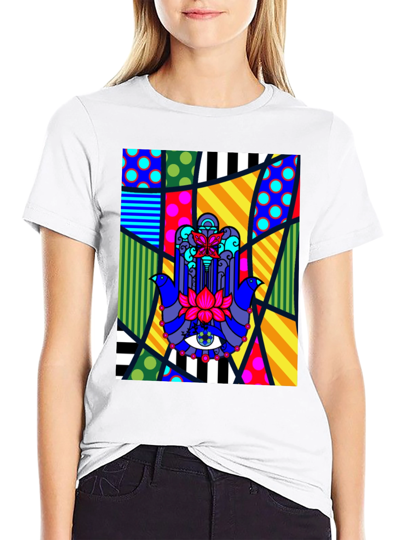 Colorful Hamsa Hand Graphic Tee