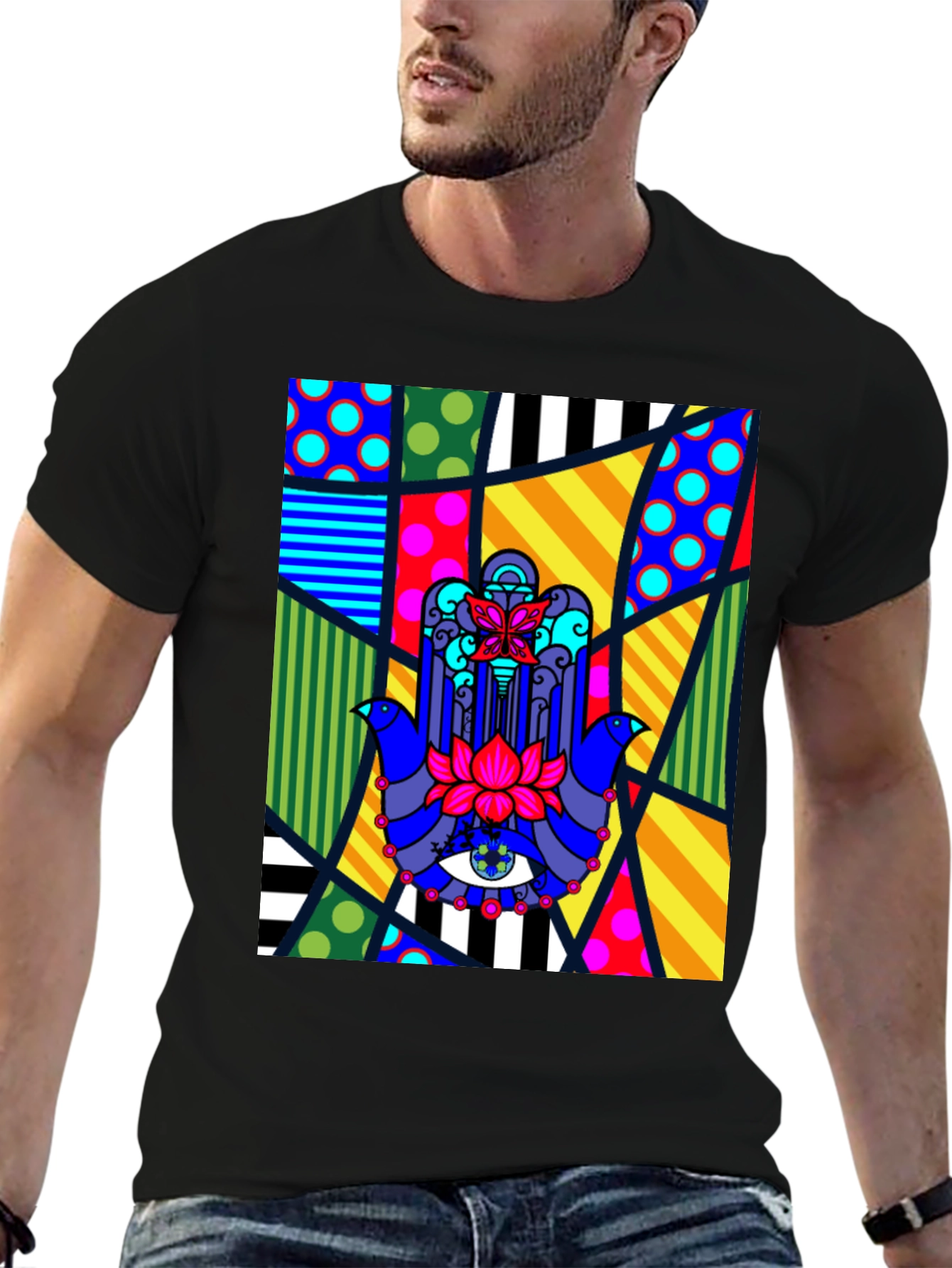 Colorful Hamsa Hand Graphic Tee