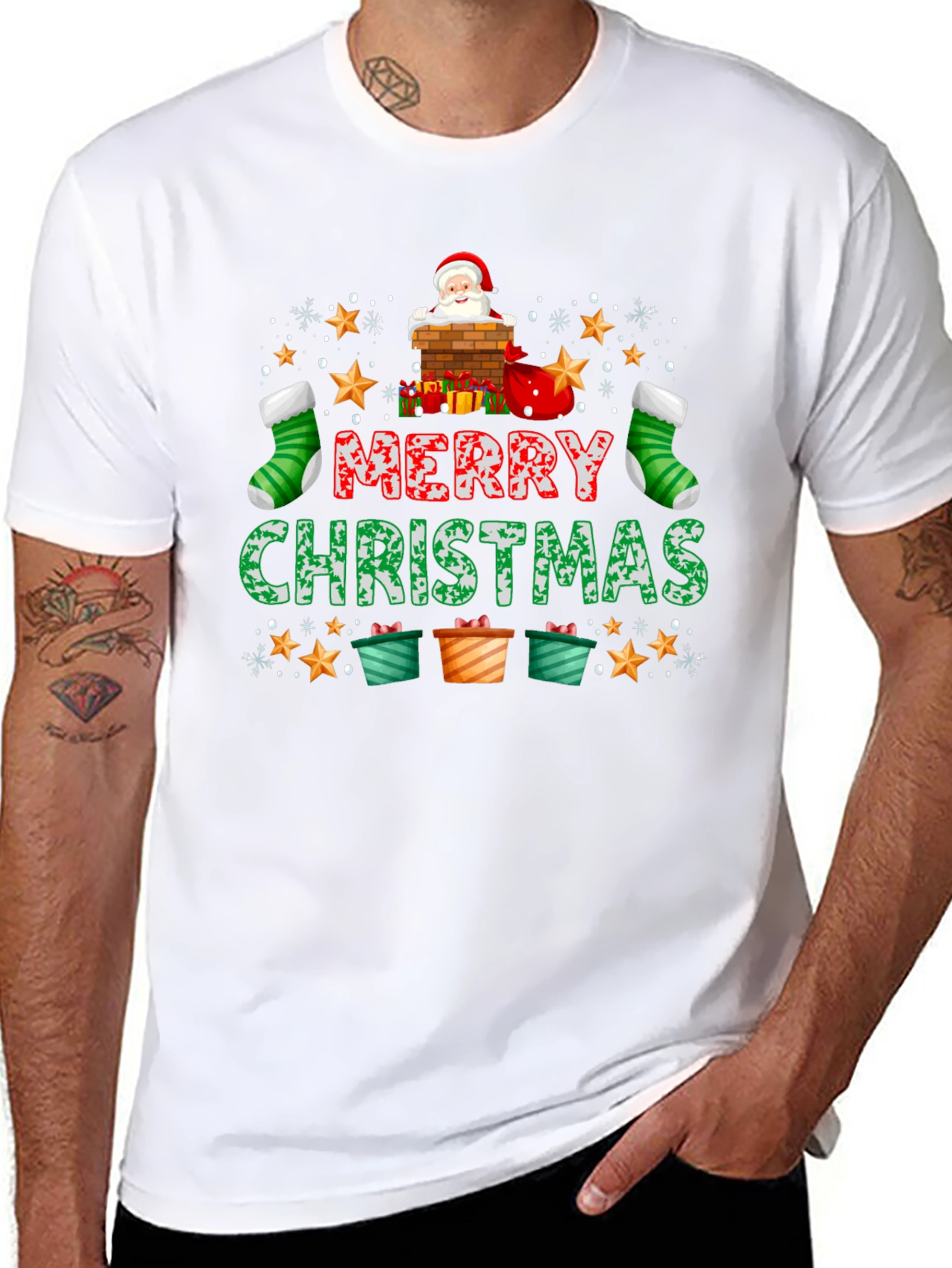Merry Christmas T-Shirt: Santa Chimney Design