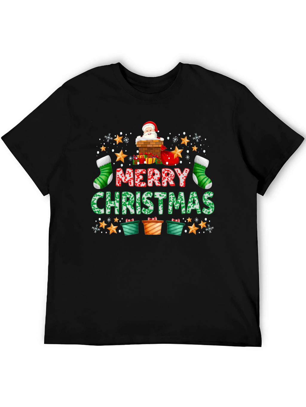 Merry Christmas T-Shirt: Santa Chimney Design