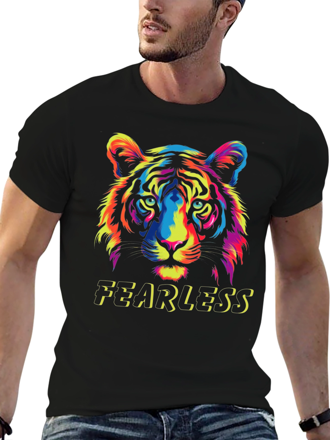 Fearless Tiger Graphic Tee - Bold Colorful Design