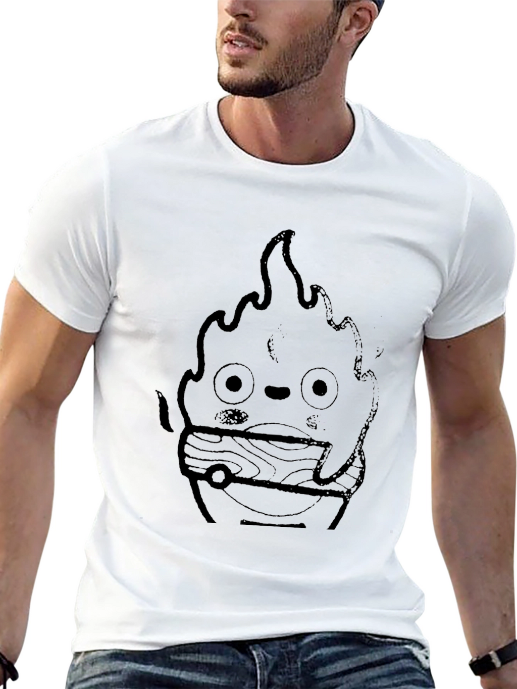 Calcifer Fire Graphic Tee - Soft Cotton T-Shirt
