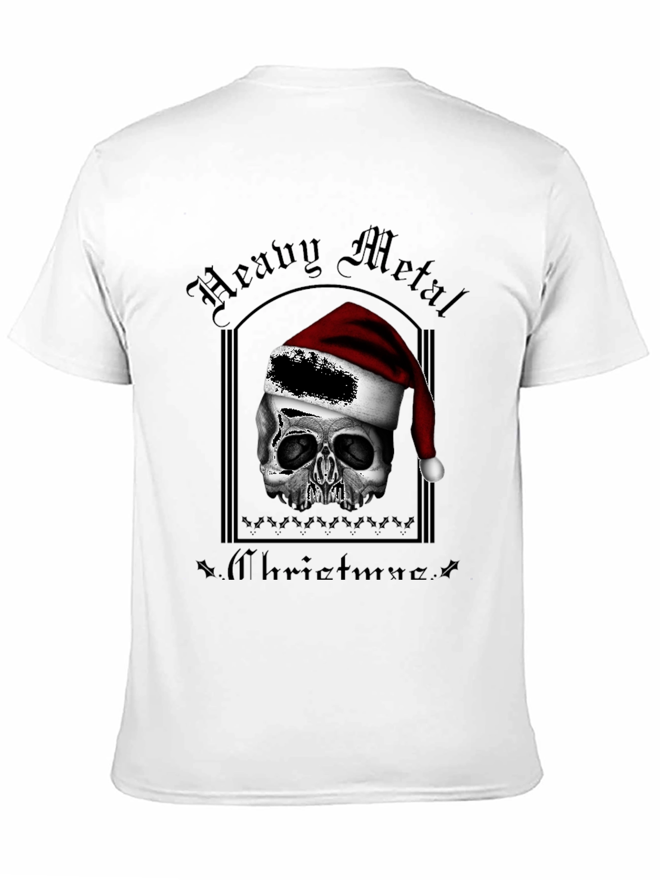 Heavy Metal Christmas Skull Graphic T-Shirt