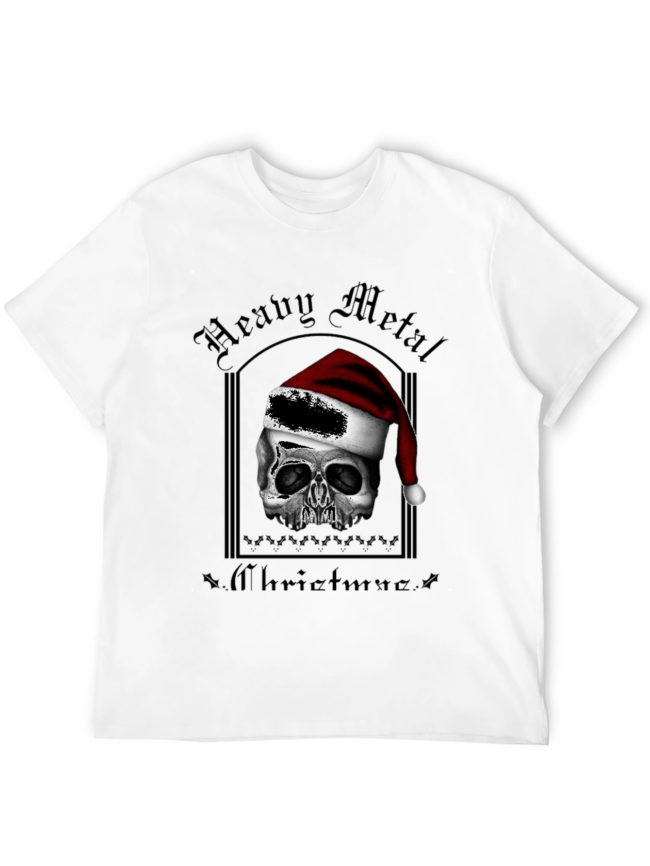 Heavy Metal Christmas Skull Graphic T-Shirt