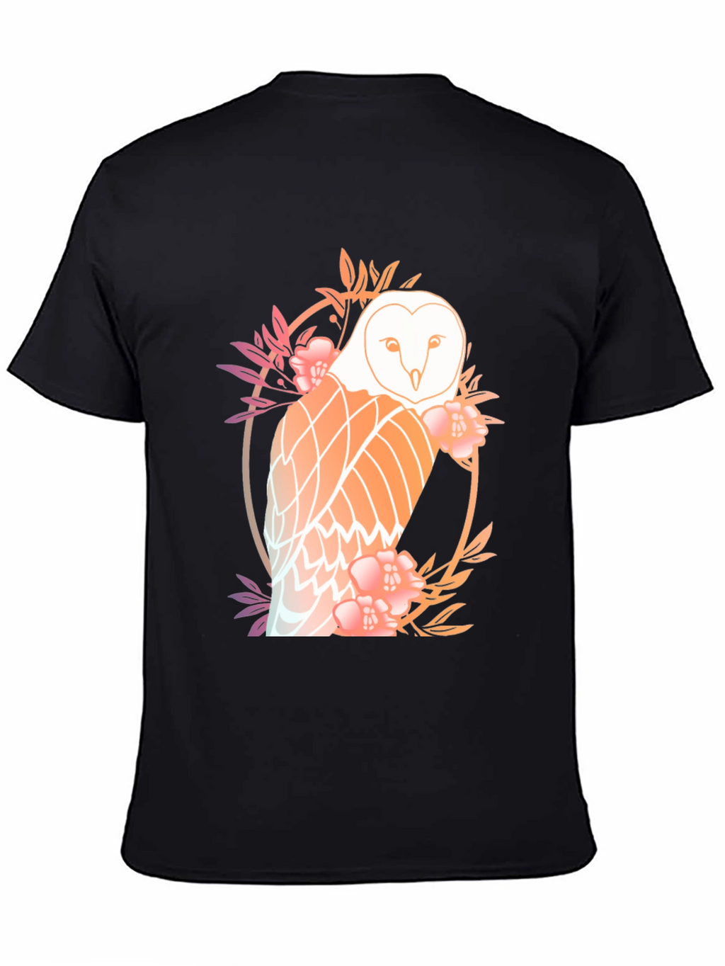 Floral Owl Graphic Tee - Mens Black T-Shirt