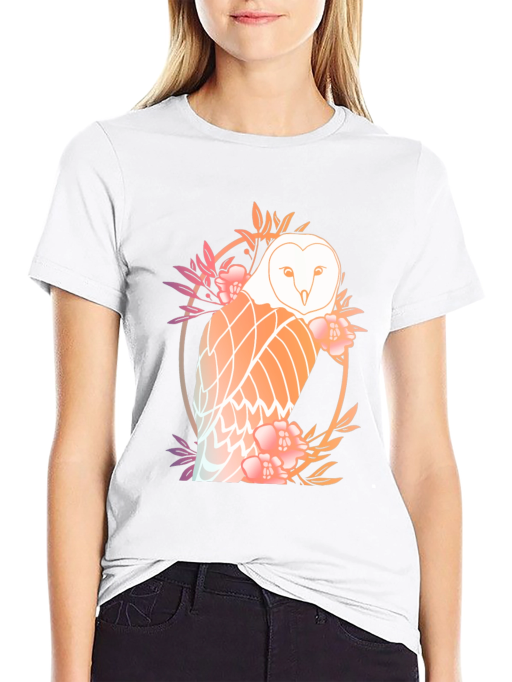 Floral Owl Graphic Tee - Mens Black T-Shirt