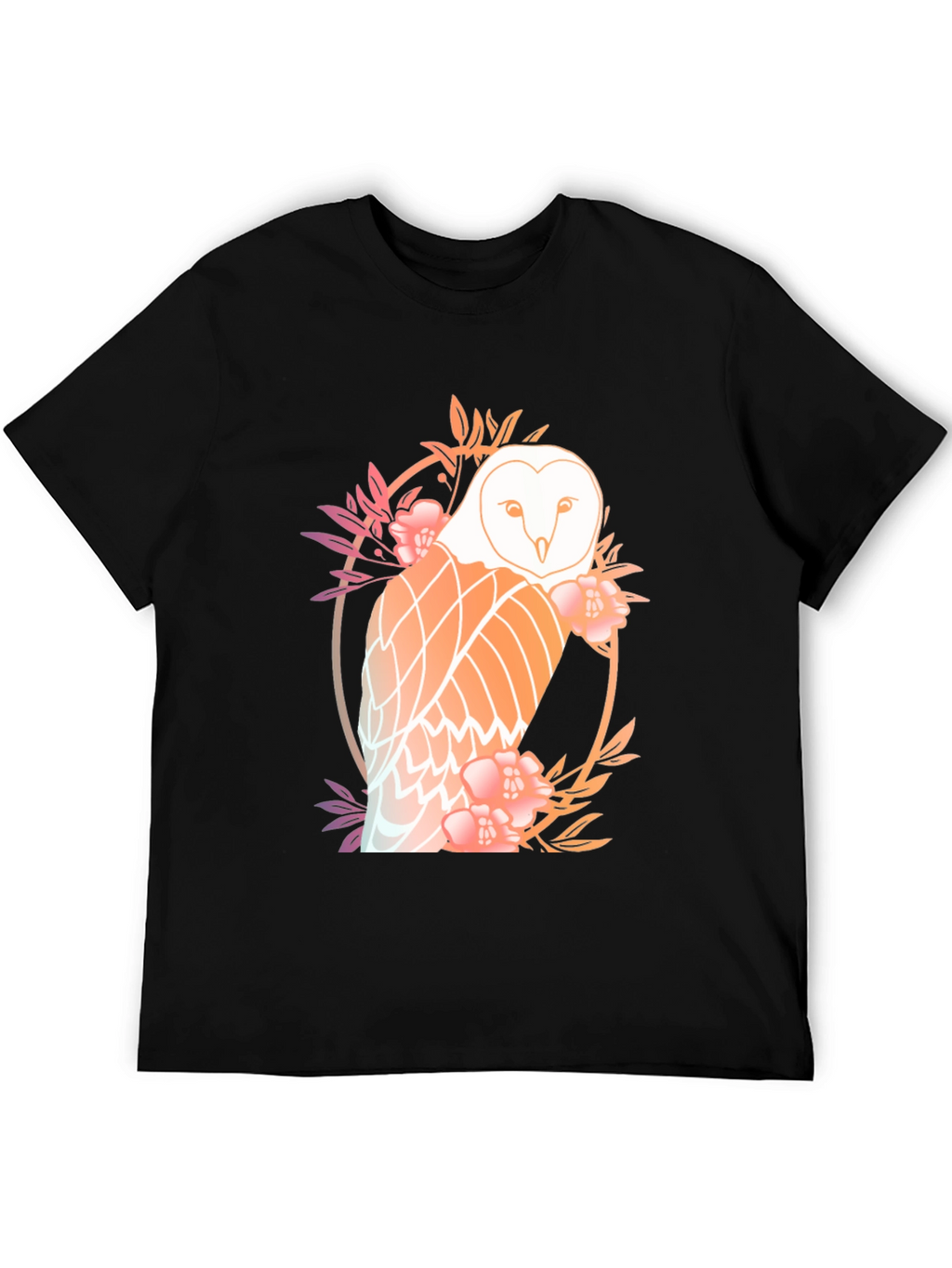 Floral Owl Graphic Tee - Mens Black T-Shirt