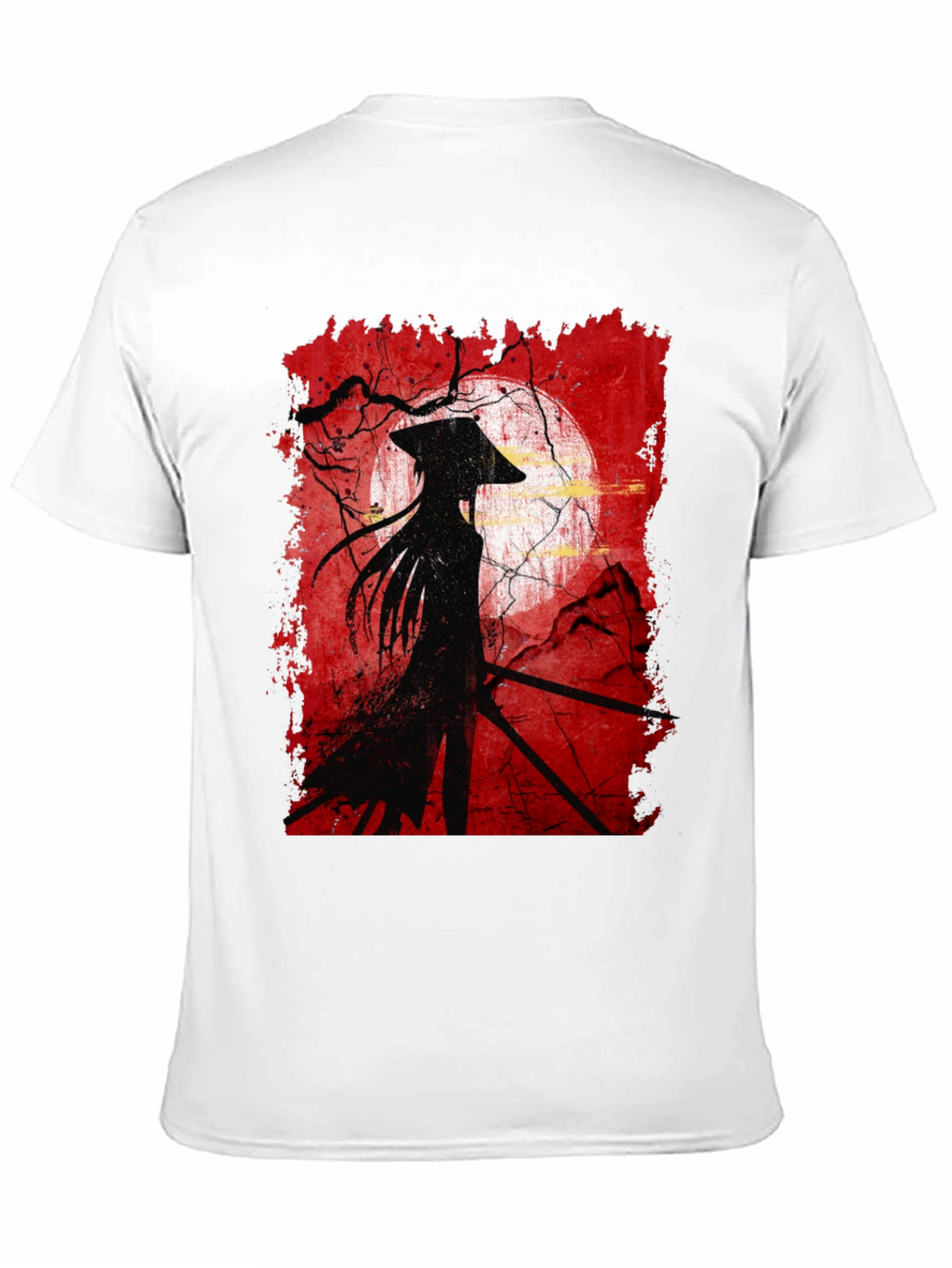 Samurai Silhouette Graphic Tee - Mens Black T-Shirt