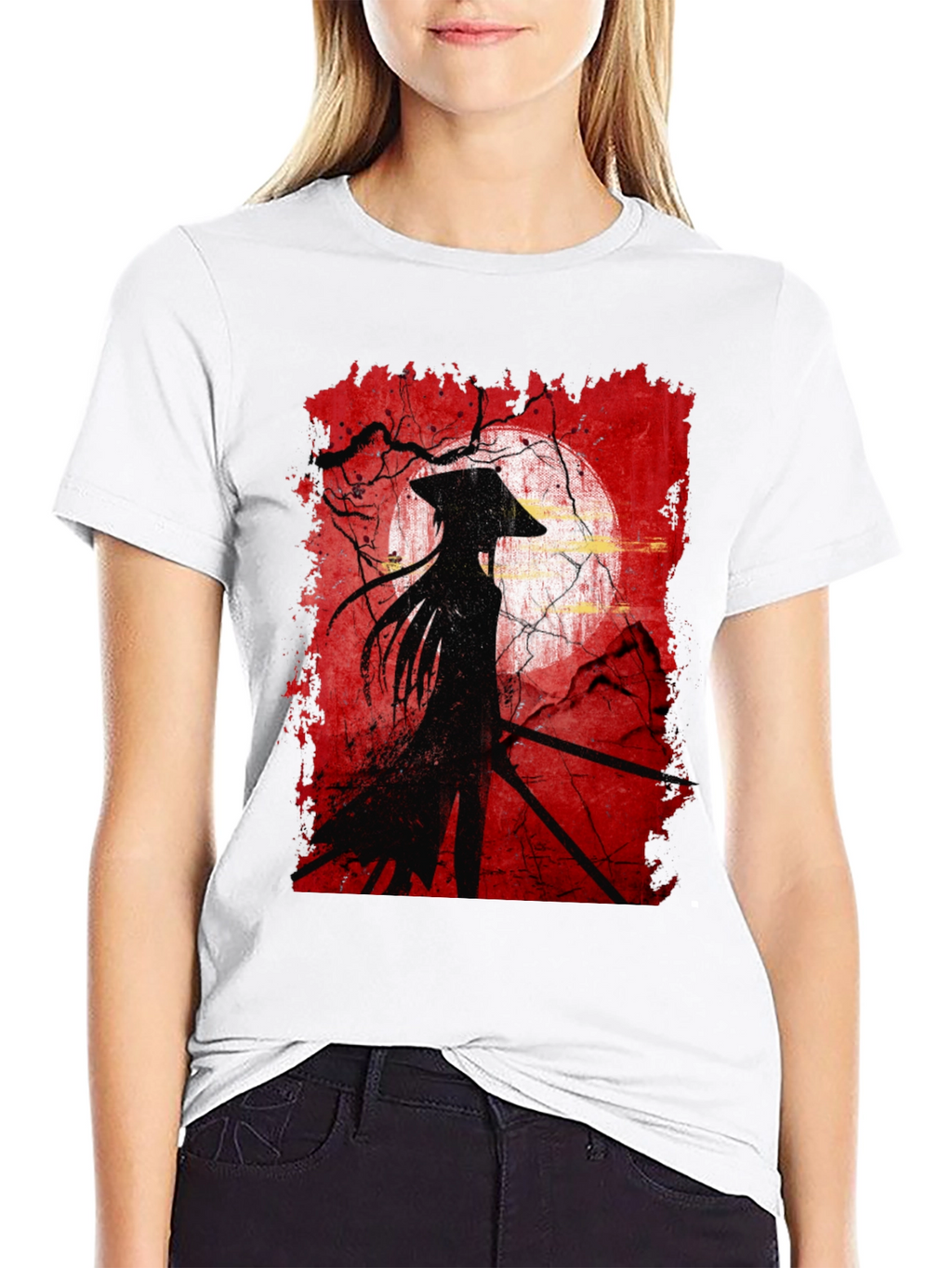 Samurai Silhouette Graphic Tee - Mens Black T-Shirt