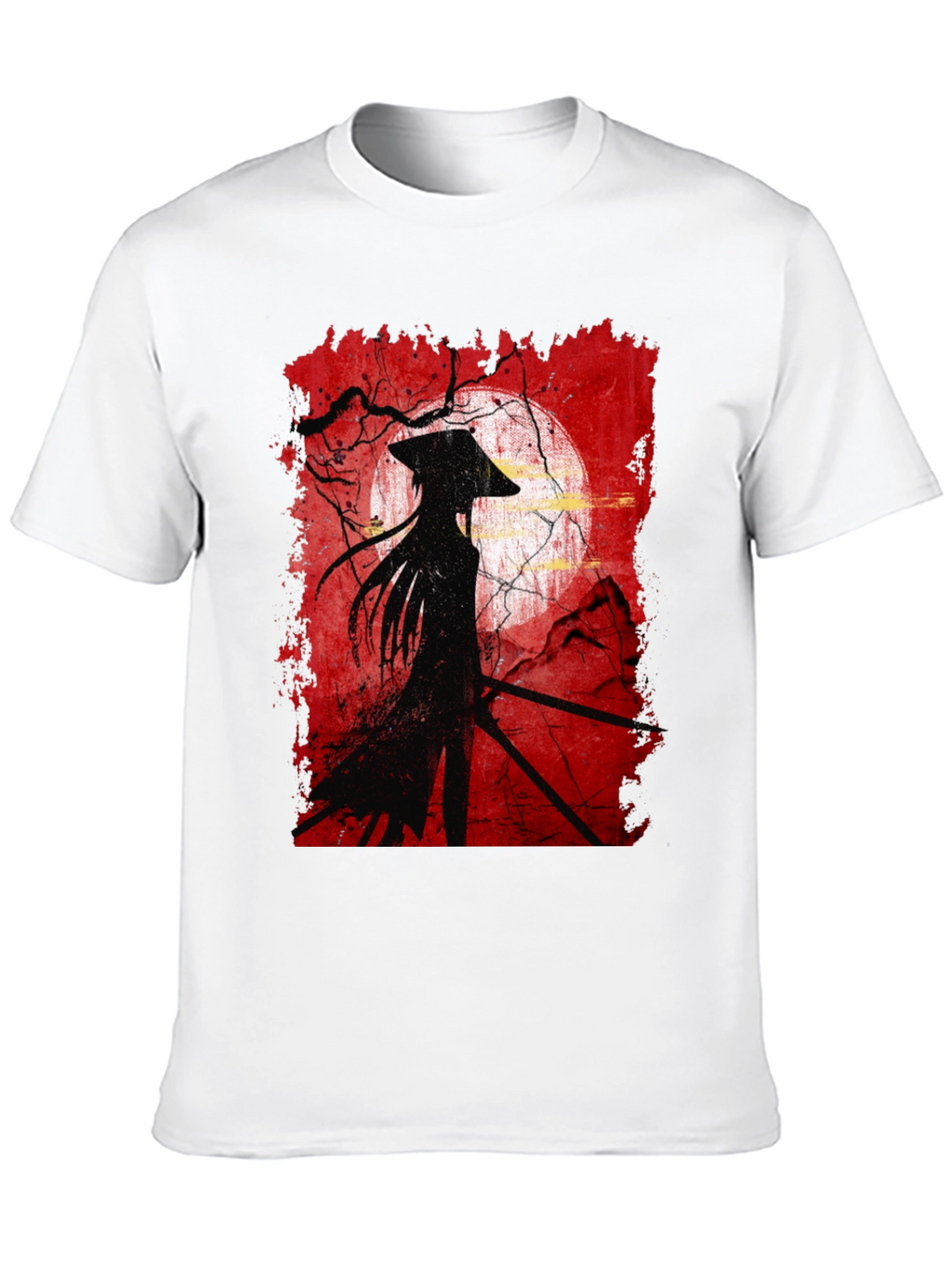 Samurai Silhouette Graphic Tee - Mens Black T-Shirt