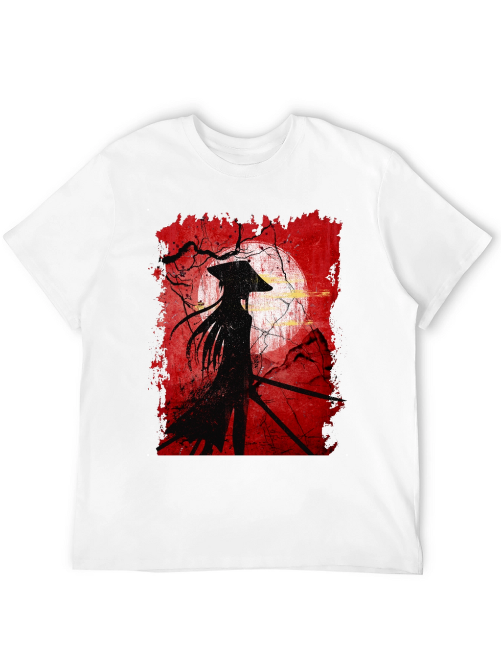 Samurai Silhouette Graphic Tee - Mens Black T-Shirt