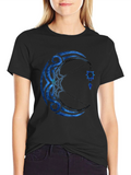 Tribal Moon Graphic Black T-Shirt