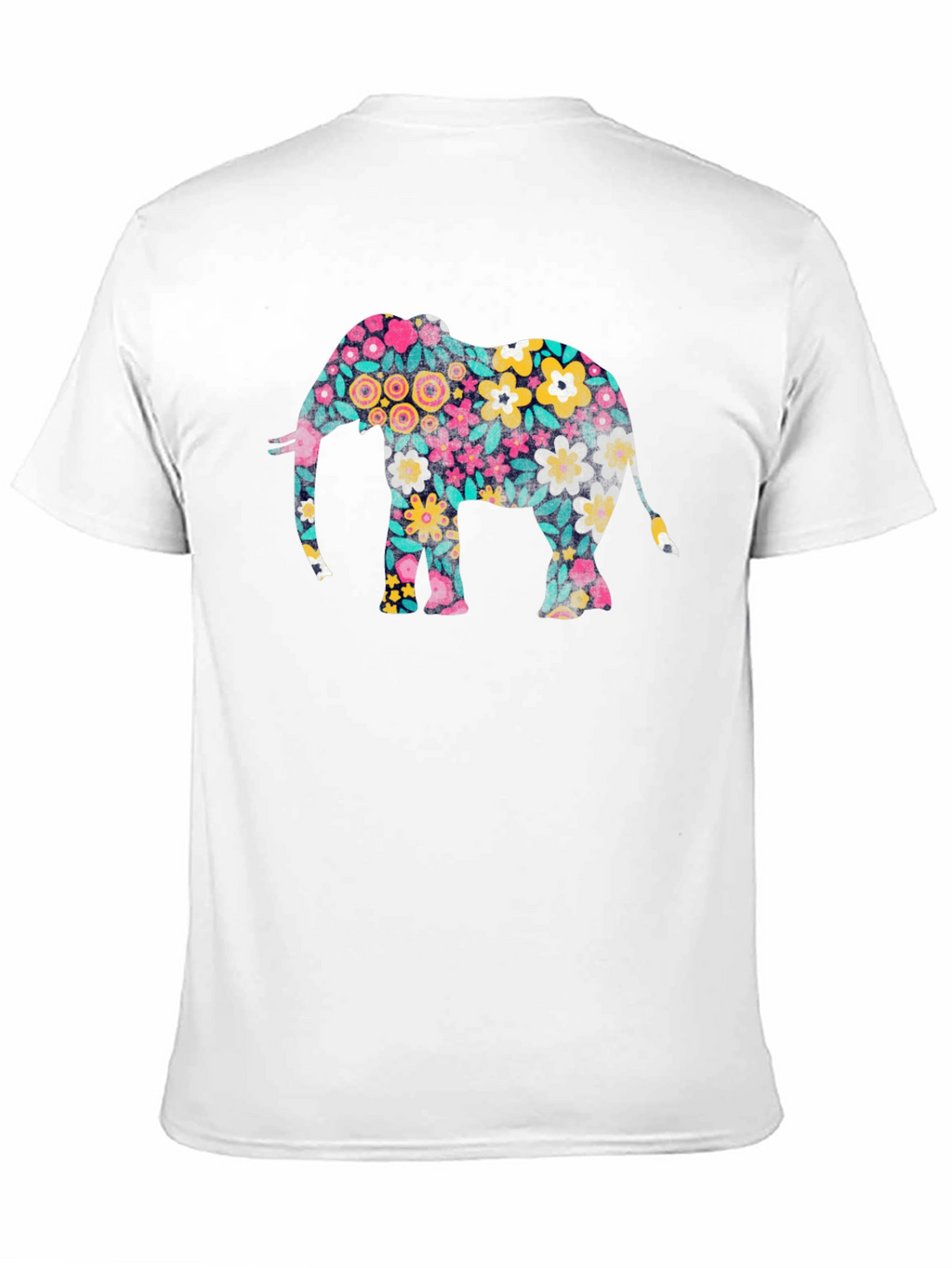 Floral Elephant Print Black T-Shirt