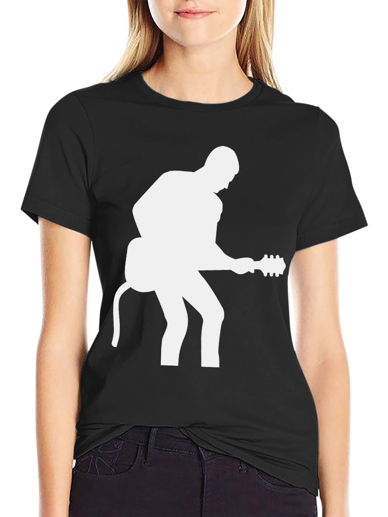 Guitar Player Graphic Tee - Black Cotton T-Shirt