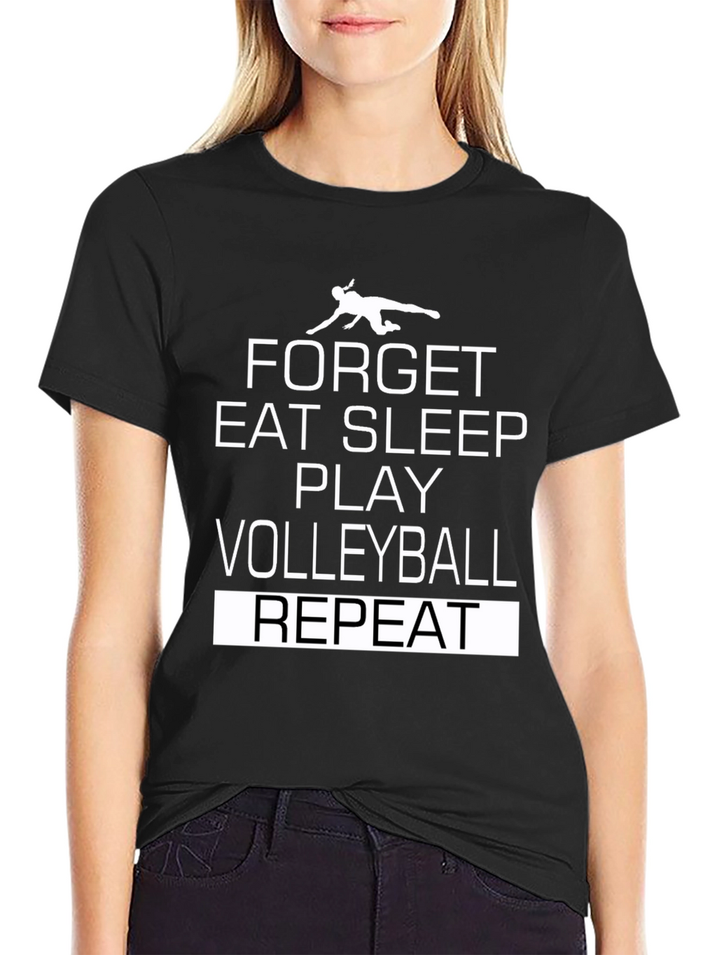 Volleyball Player Graphic T-Shirt - Eat Sleep Play Repeat