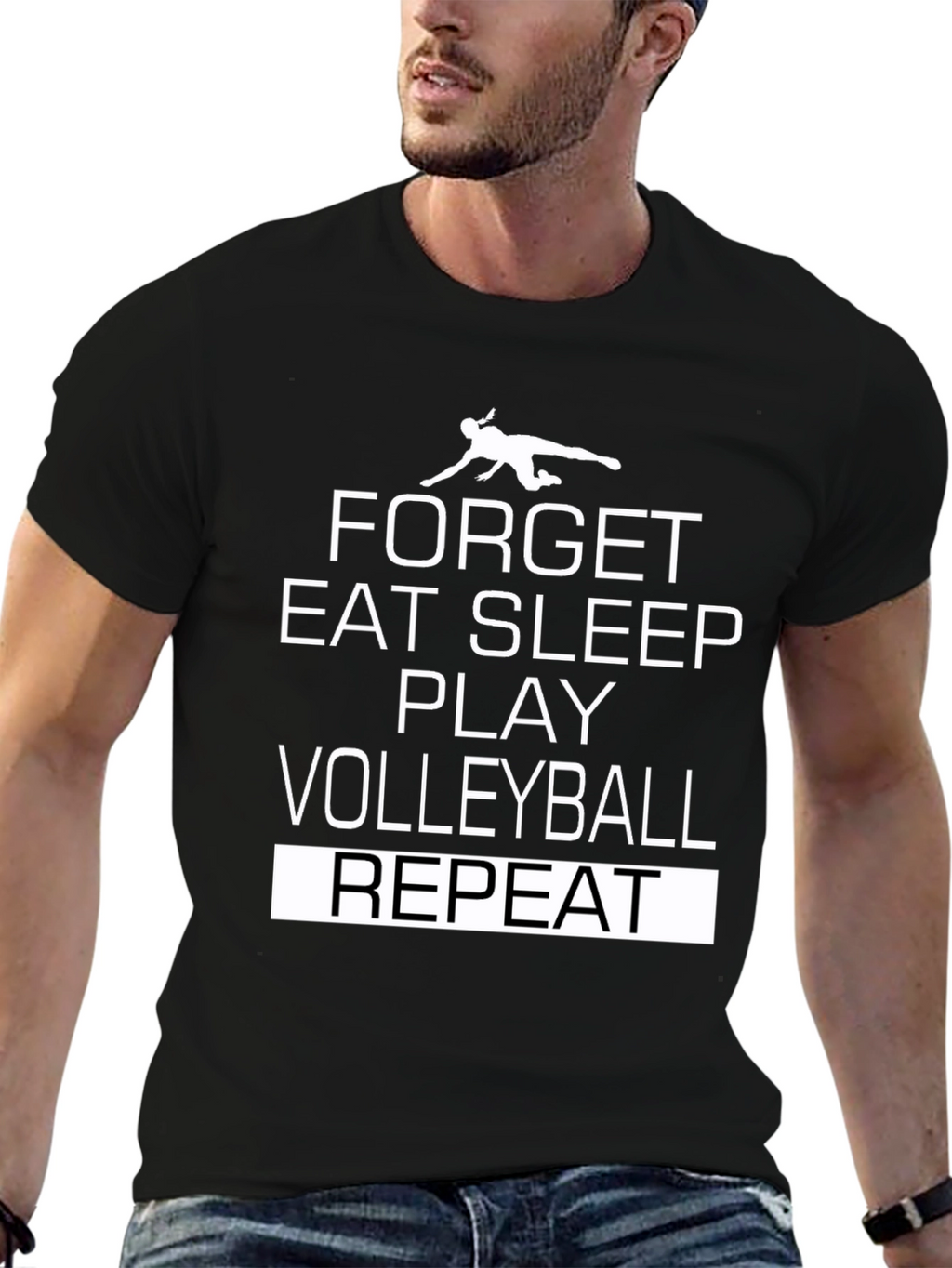 Volleyball Player Graphic T-Shirt - Eat Sleep Play Repeat