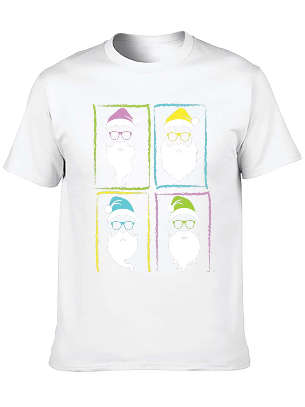Hipster Santa Graphic T-Shirt - Black Holiday Tee