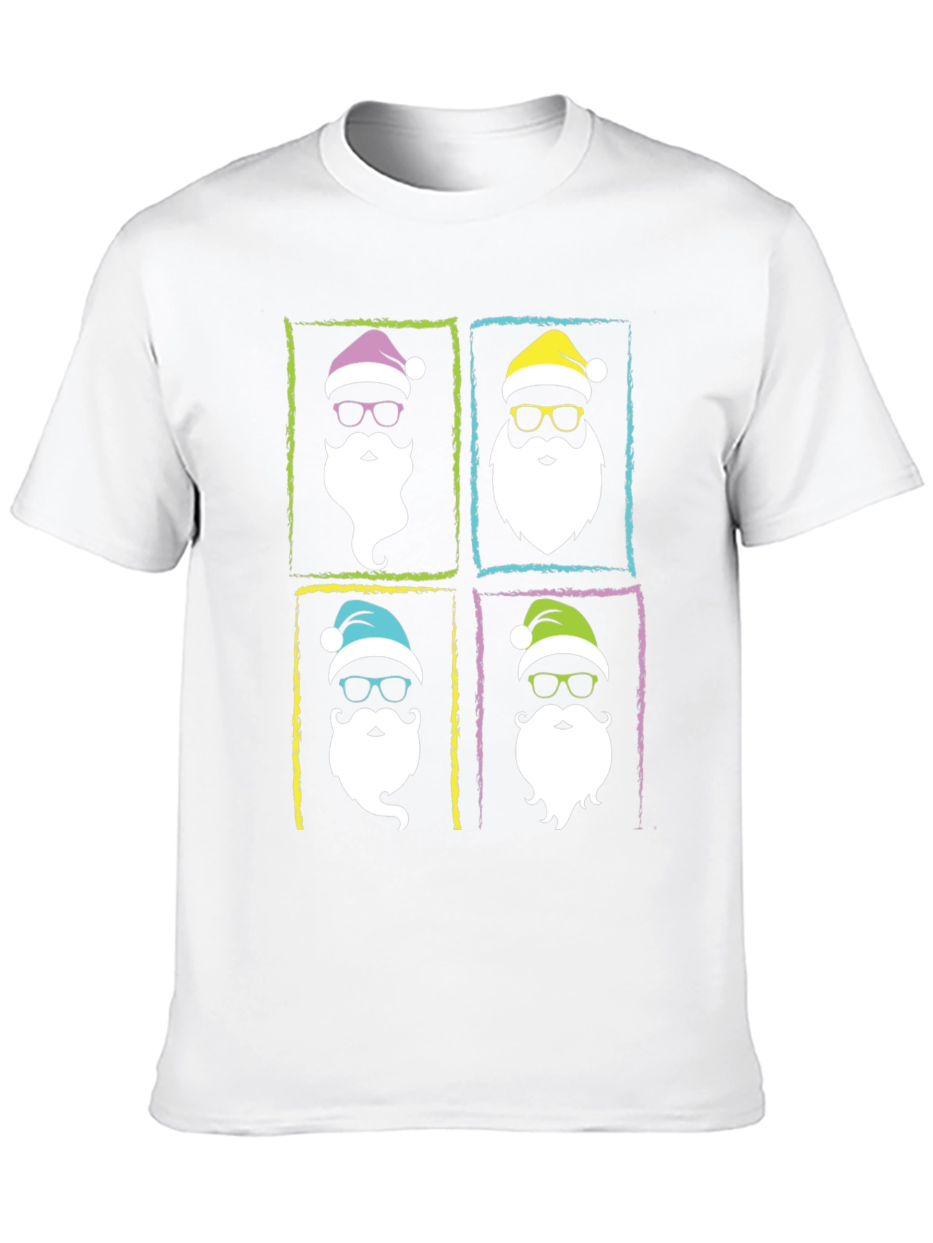 Hipster Santa Graphic T-Shirt - Black Holiday Tee