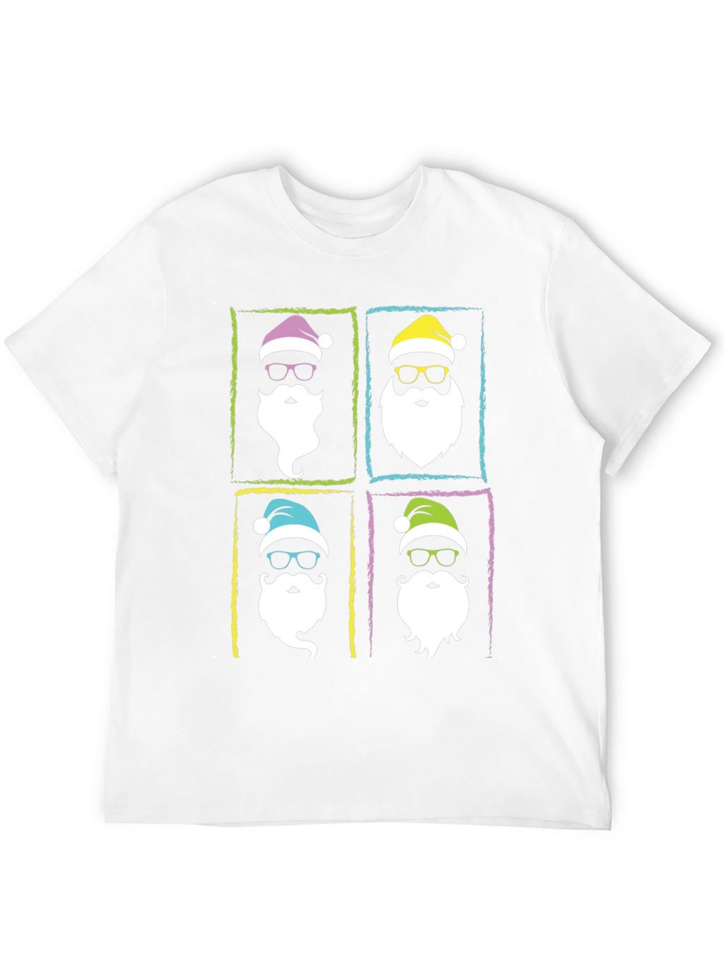 Hipster Santa Graphic T-Shirt - Black Holiday Tee