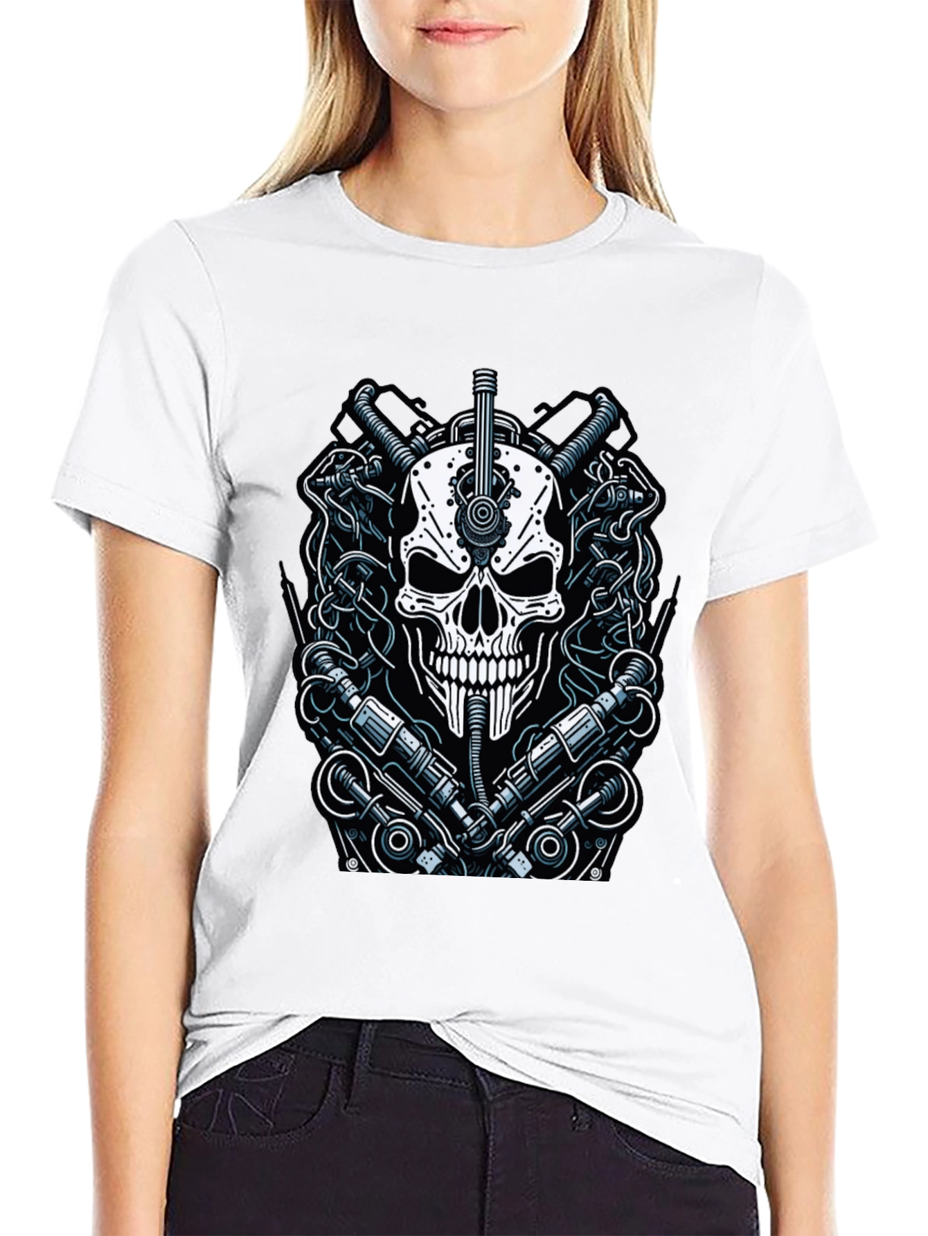 Steampunk Skull Graphic Tee - Edgy & Unique Design