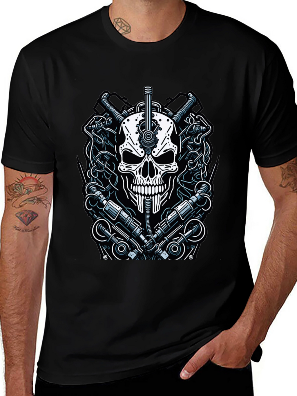 Steampunk Skull Graphic Tee - Edgy & Unique Design