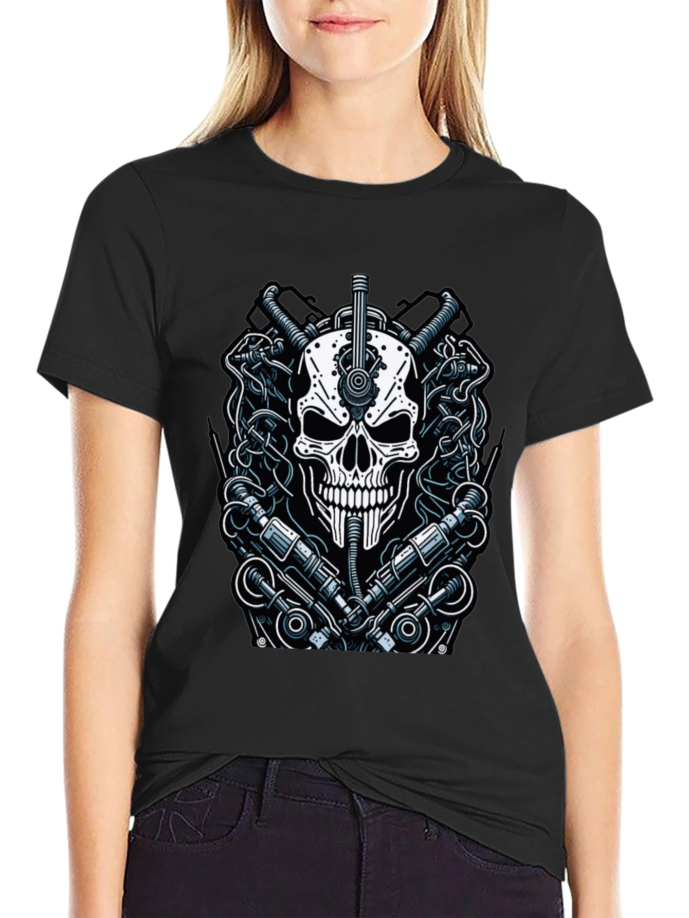 Steampunk Skull Graphic Tee - Edgy & Unique Design