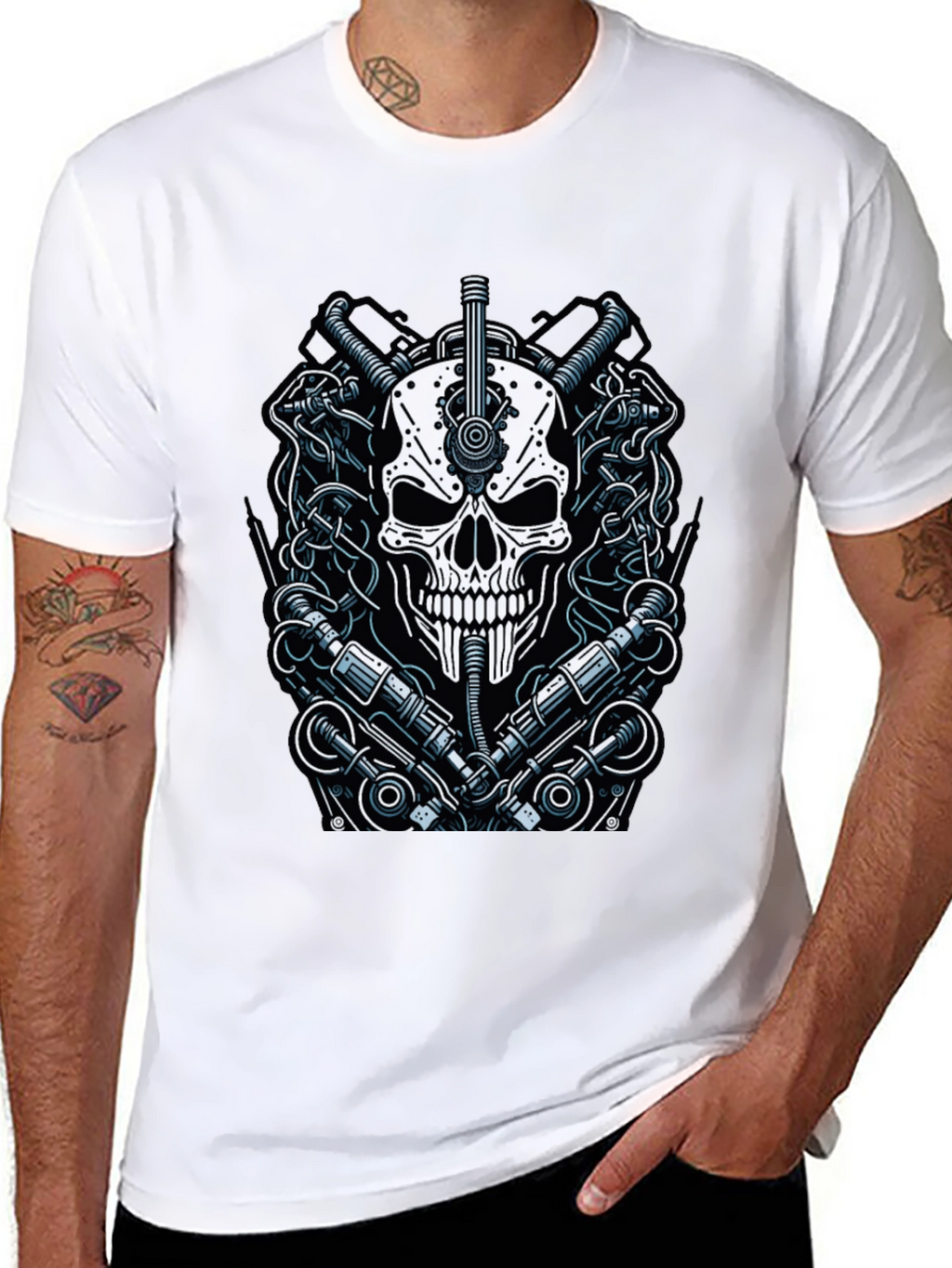 Steampunk Skull Graphic Tee - Edgy & Unique Design