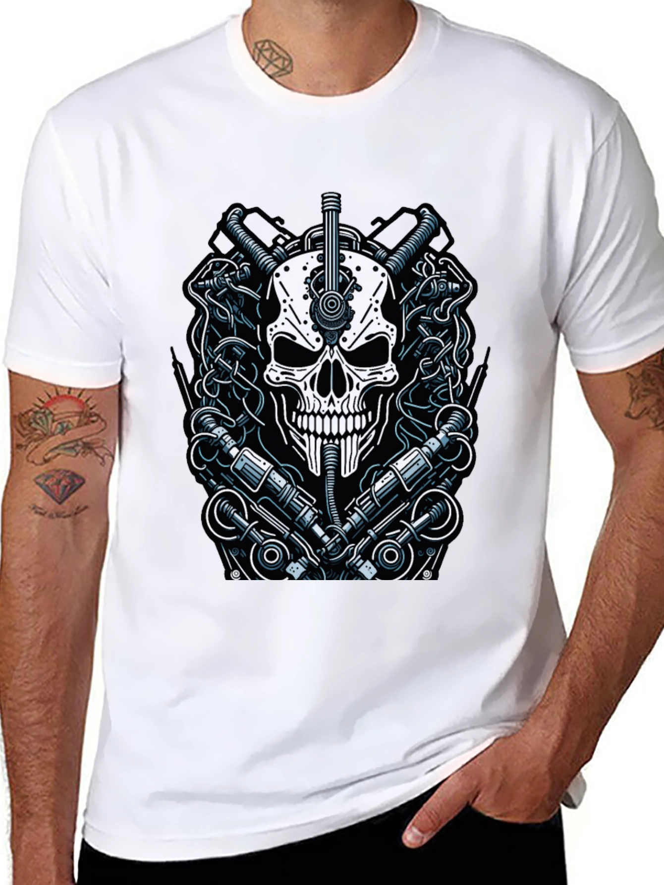 Steampunk Skull Graphic Tee - Edgy & Unique Design