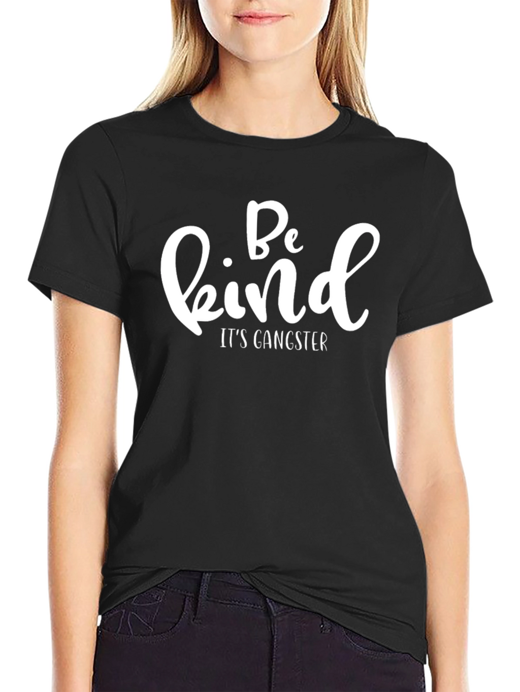 Be Kind Its Gangster Black Graphic Tee