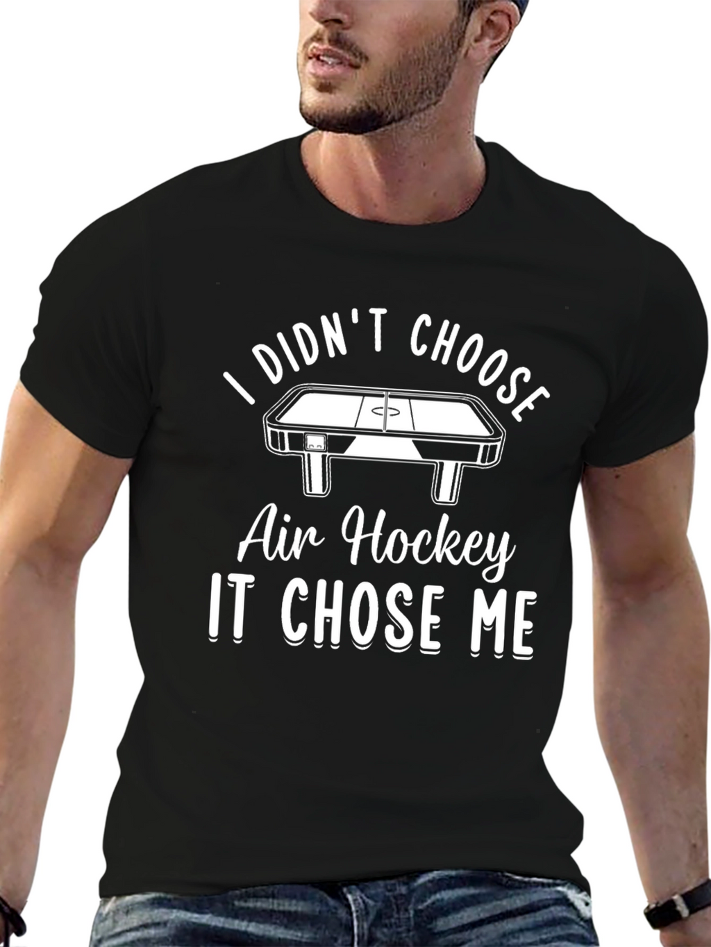 Air Hockey Chose Me Black T-Shirt