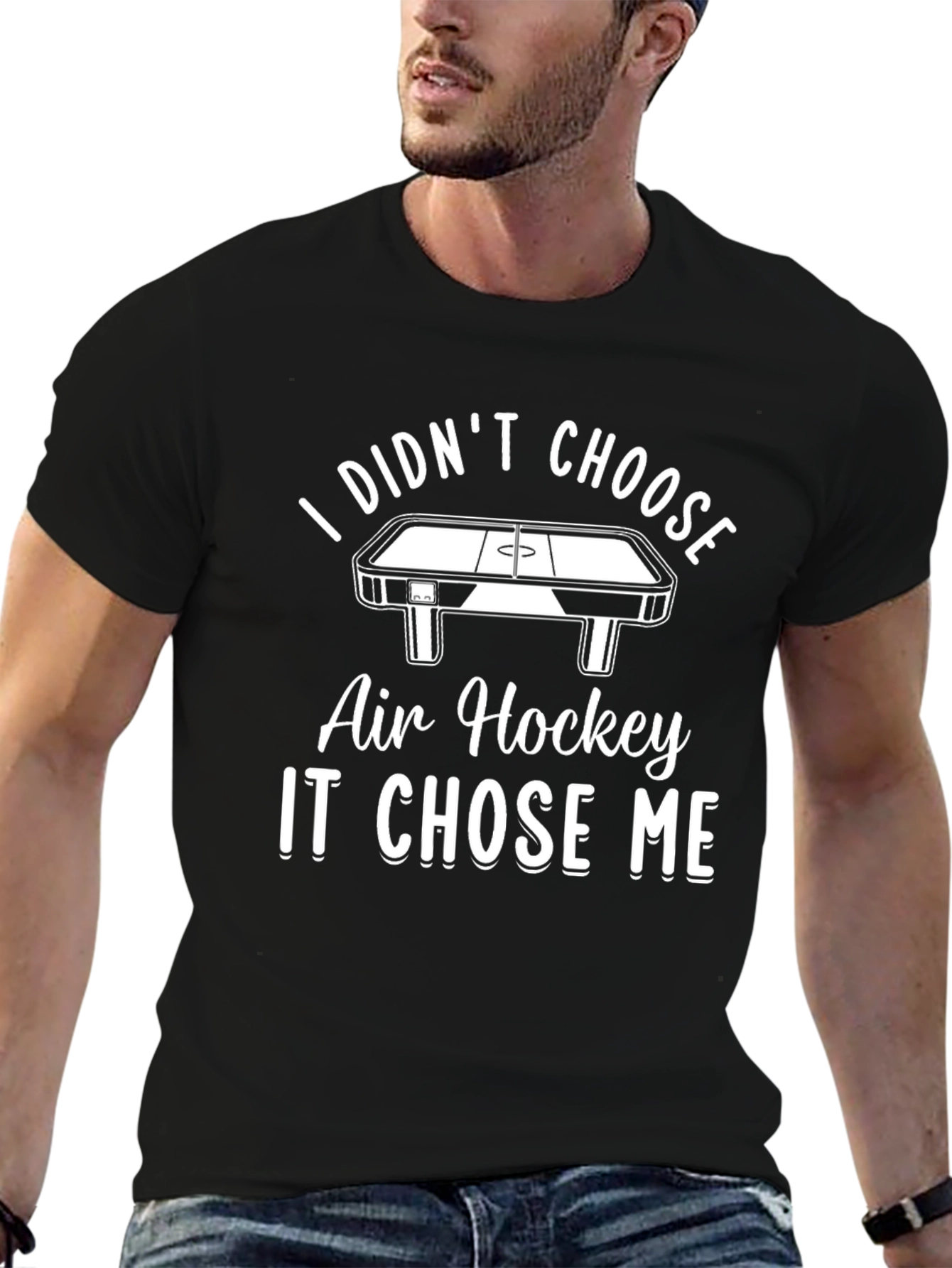 Air Hockey Chose Me Black T-Shirt