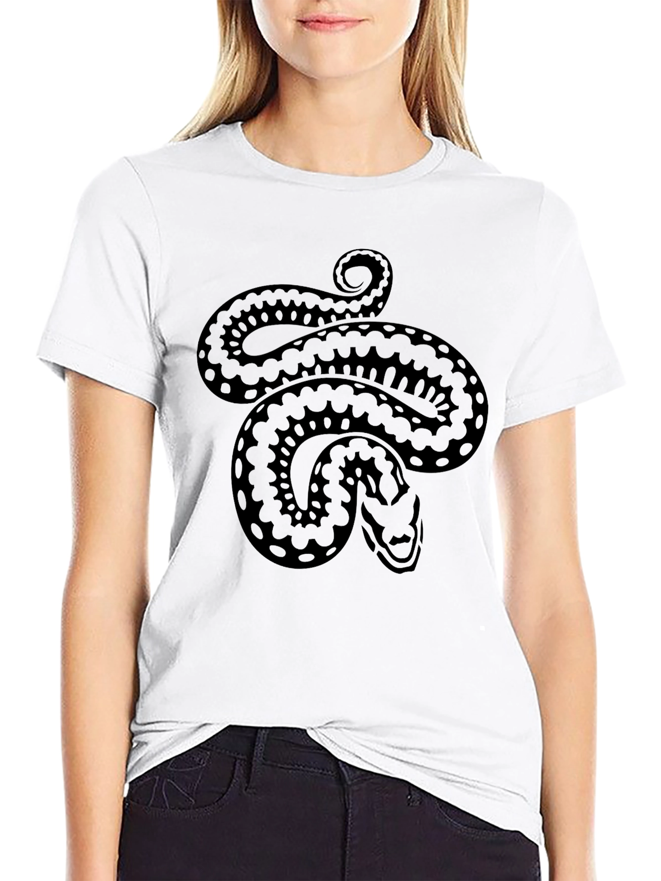 Snake Graphic Tee - Black Cotton Comfort