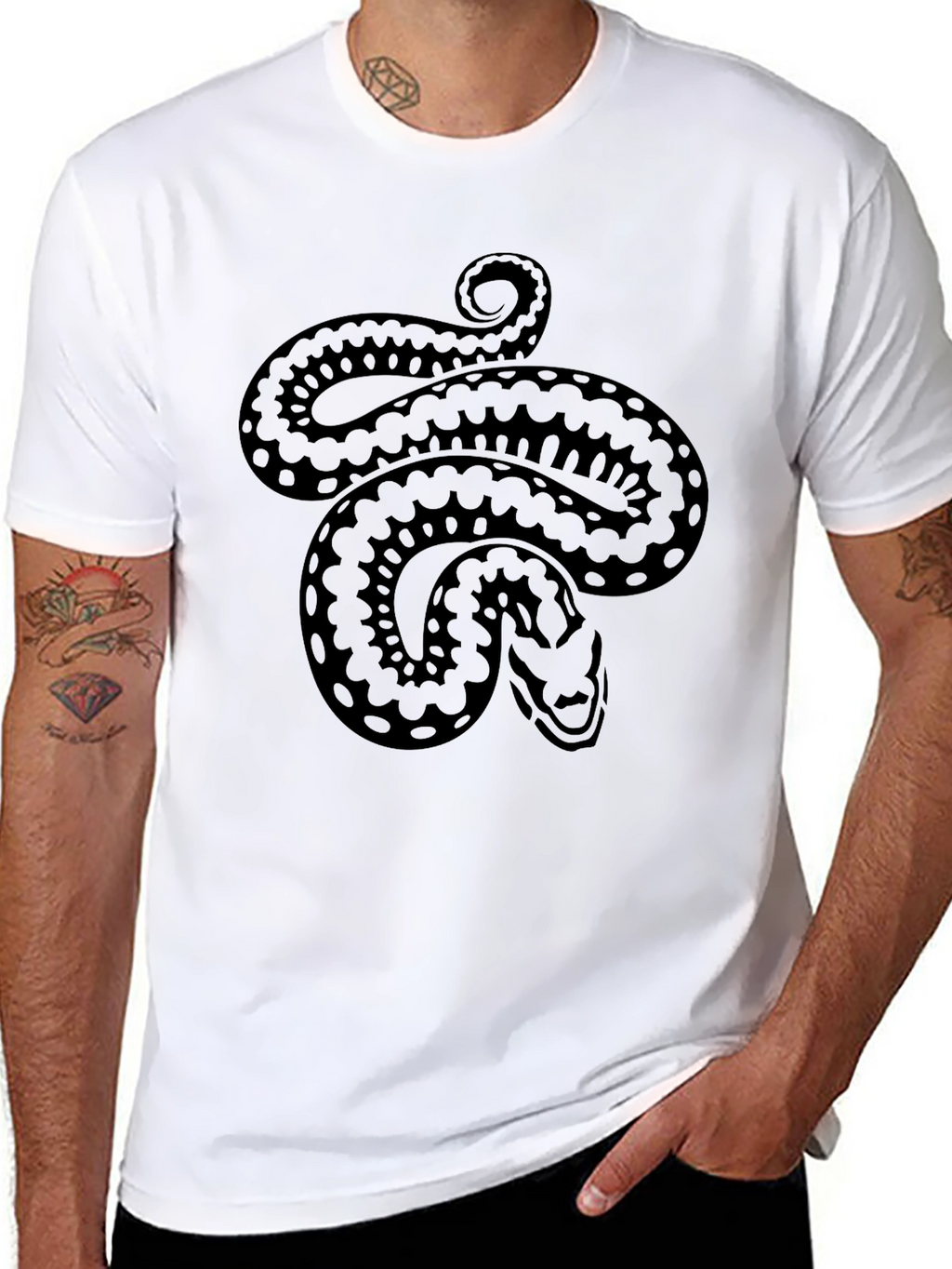 Snake Graphic Tee - Black Cotton Comfort