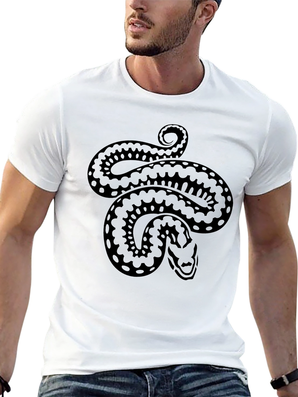 Snake Graphic Tee - Black Cotton Comfort