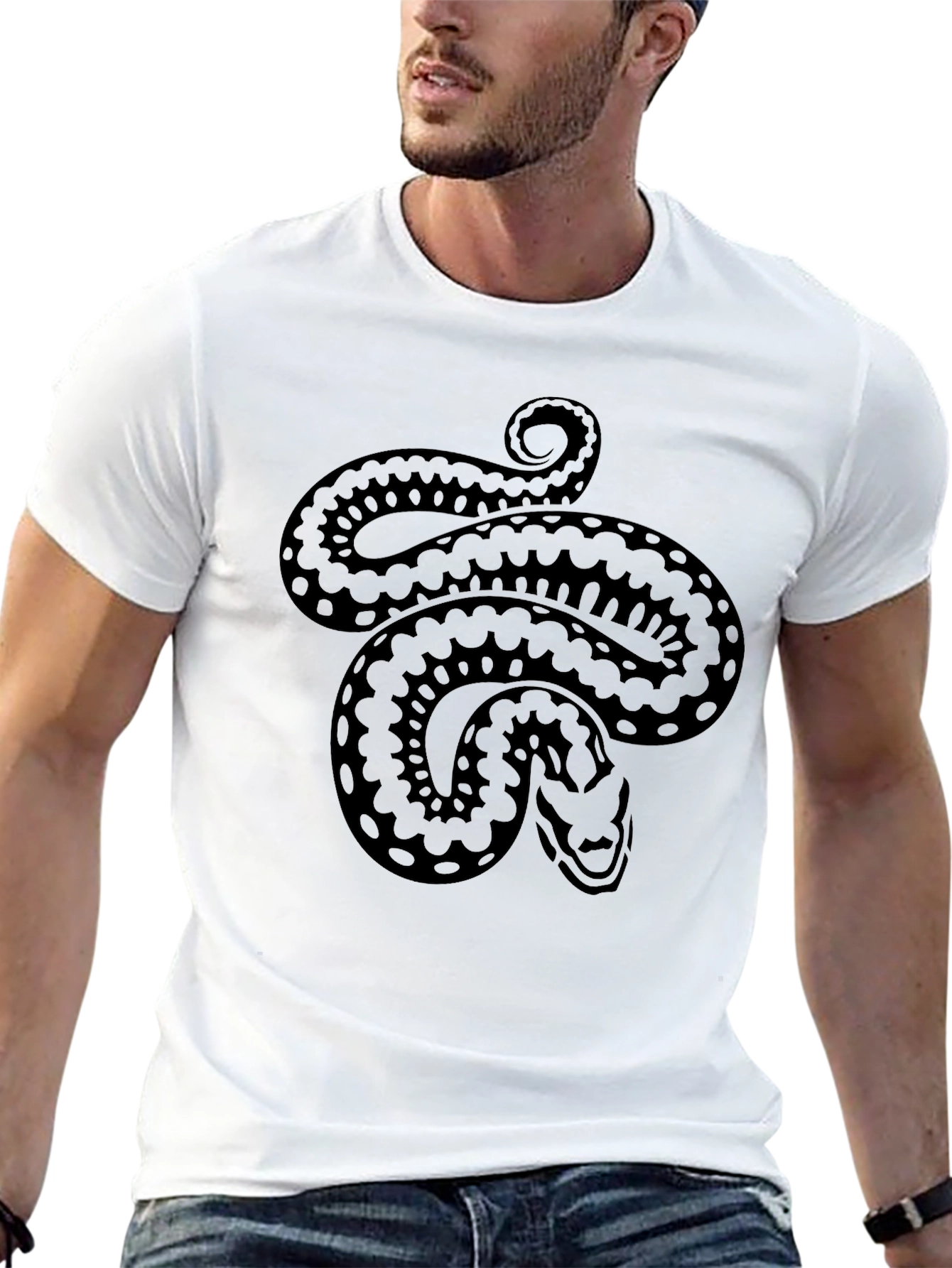Snake Graphic Tee - Black Cotton Comfort
