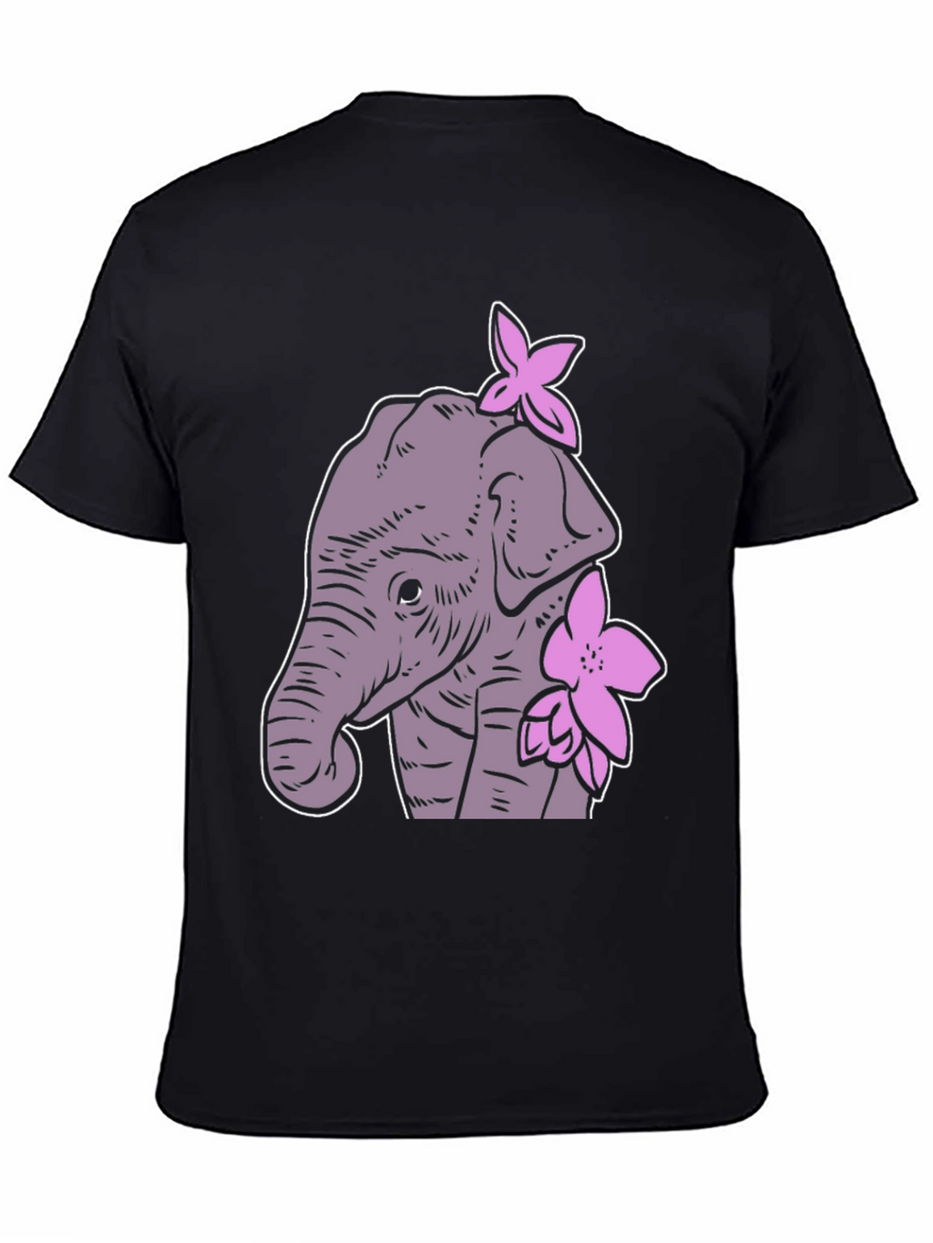 Elephant Floral Graphic Tee - Cute Cartoon Design