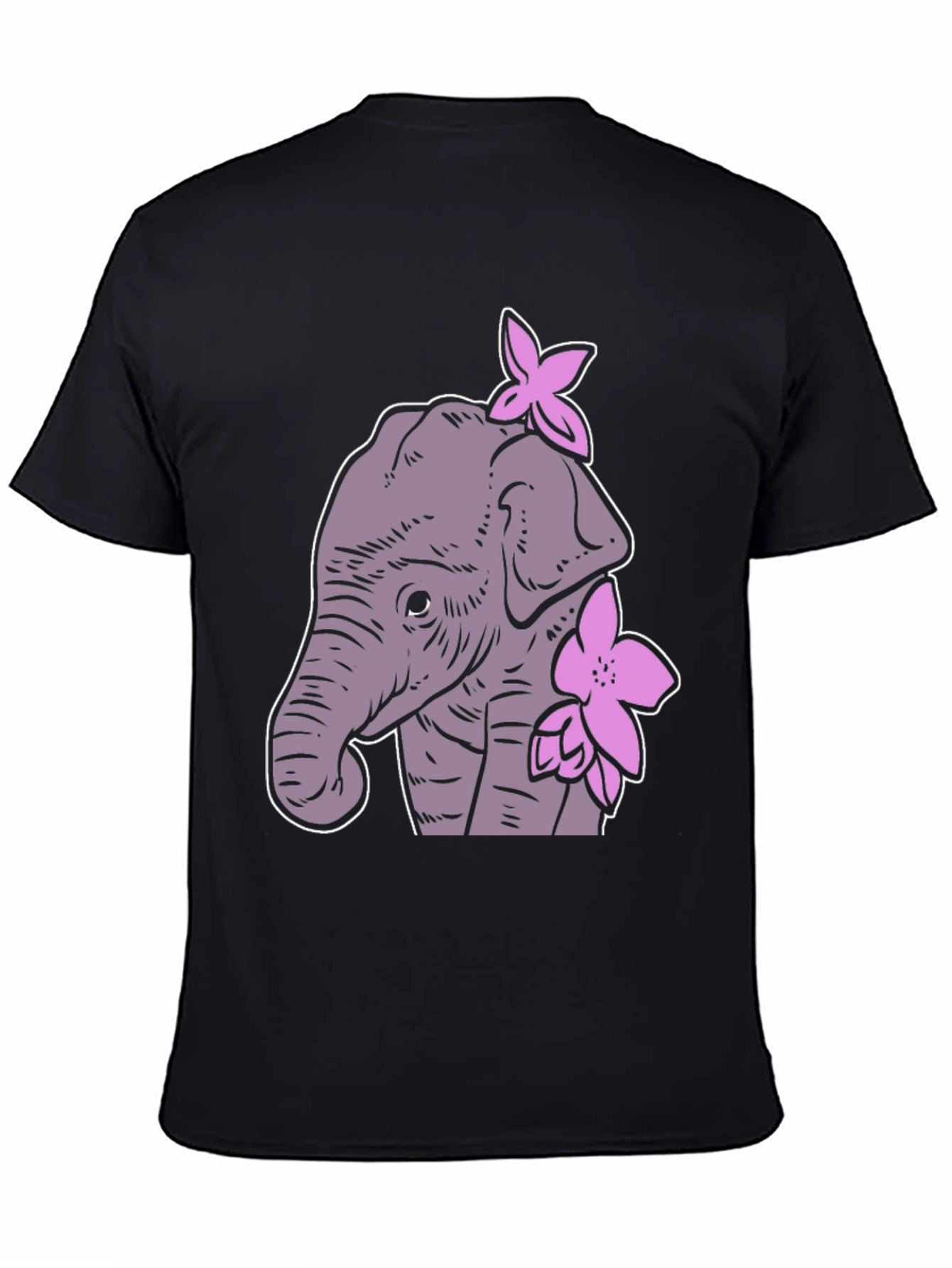 Elephant Floral Graphic Tee - Cute Cartoon Design