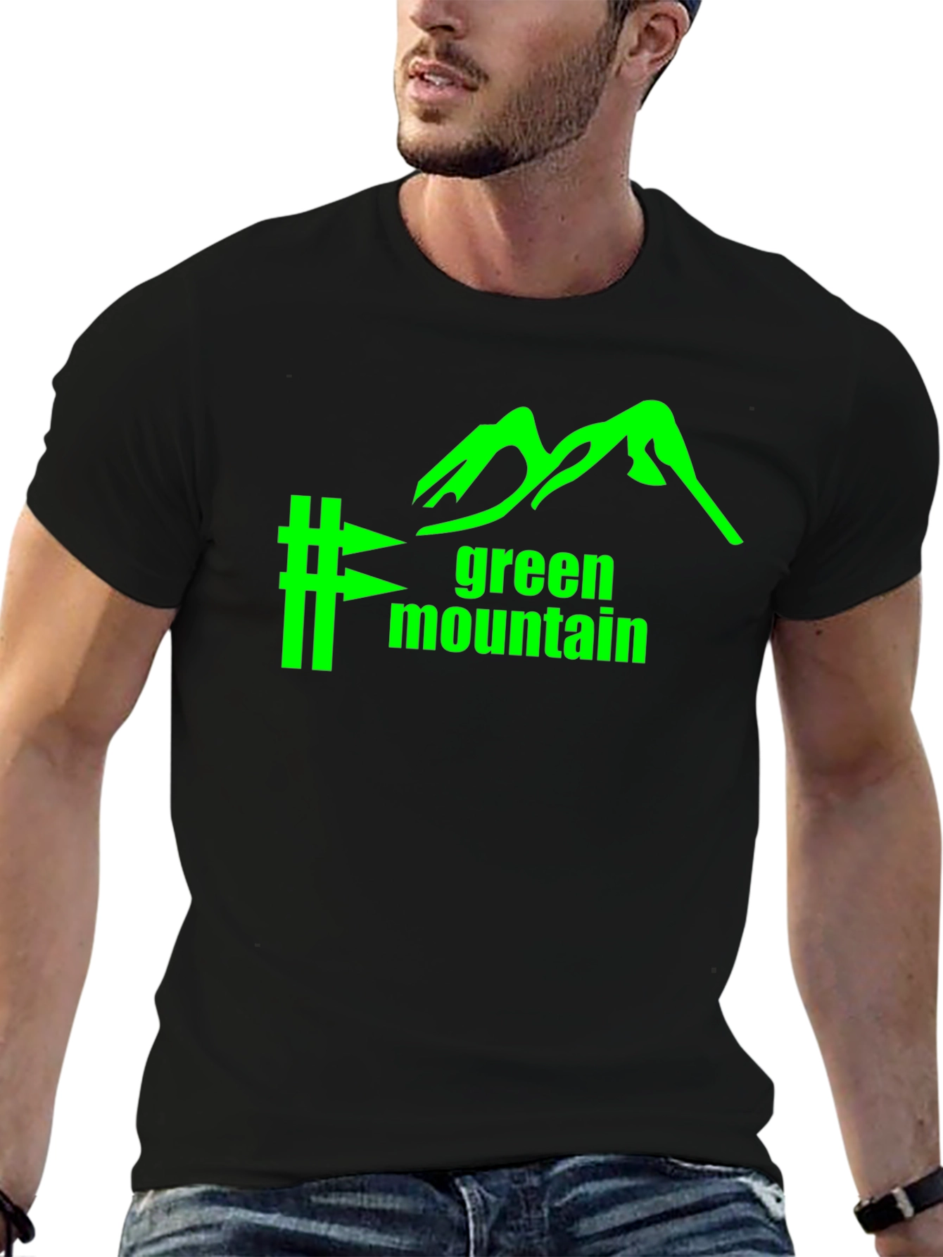 Green Mountain Graphic Tee - Black Cotton Blend