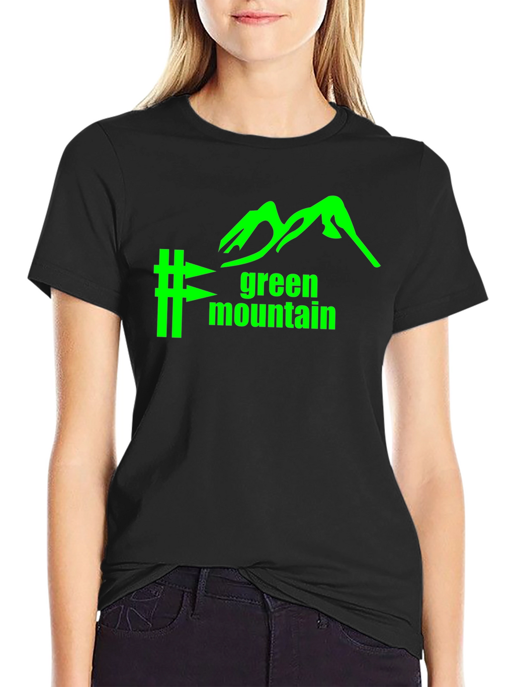 Green Mountain Graphic Tee - Black Cotton Blend