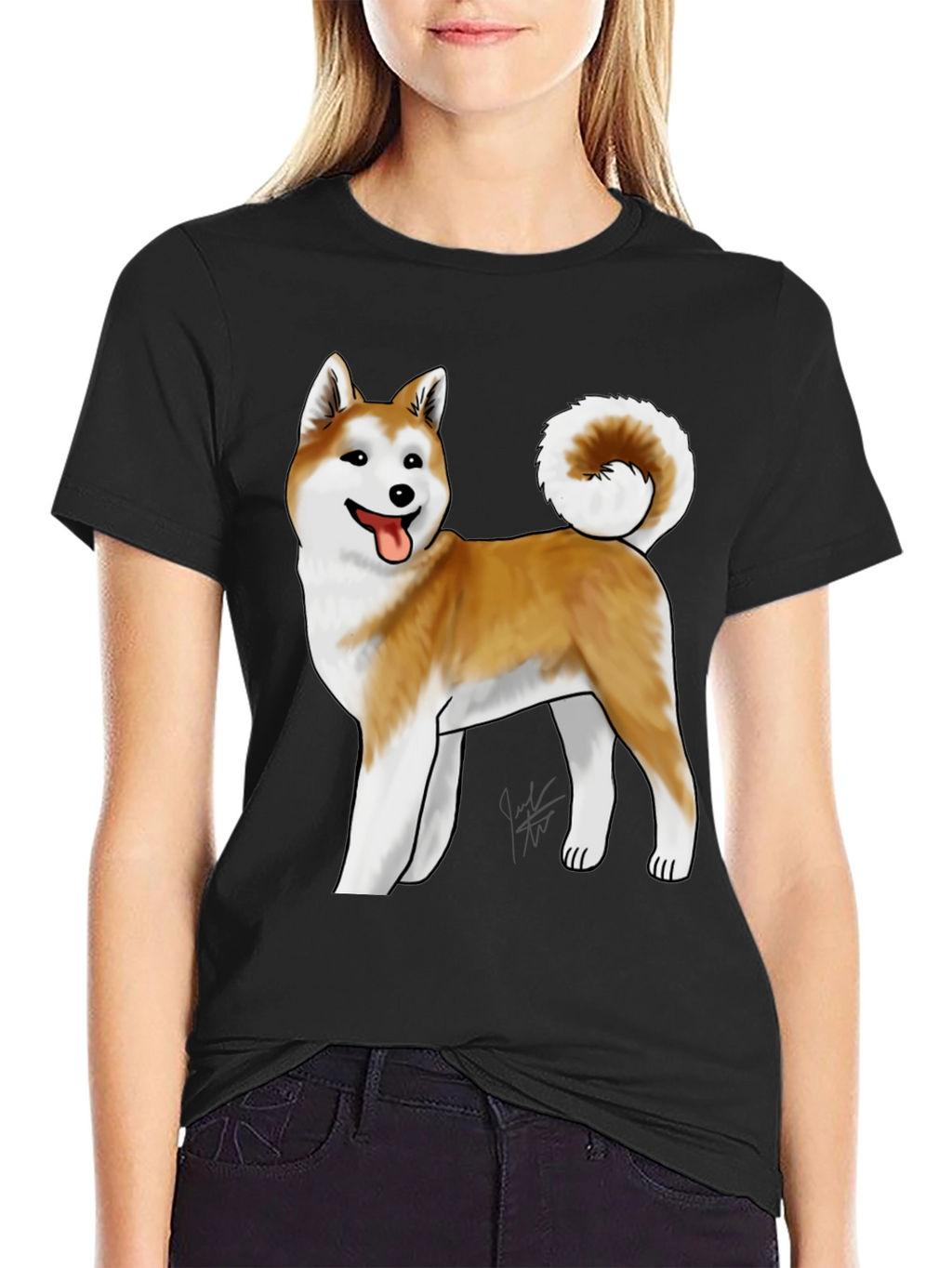 Akita Dog Graphic Tee - Black Unisex T-Shirt