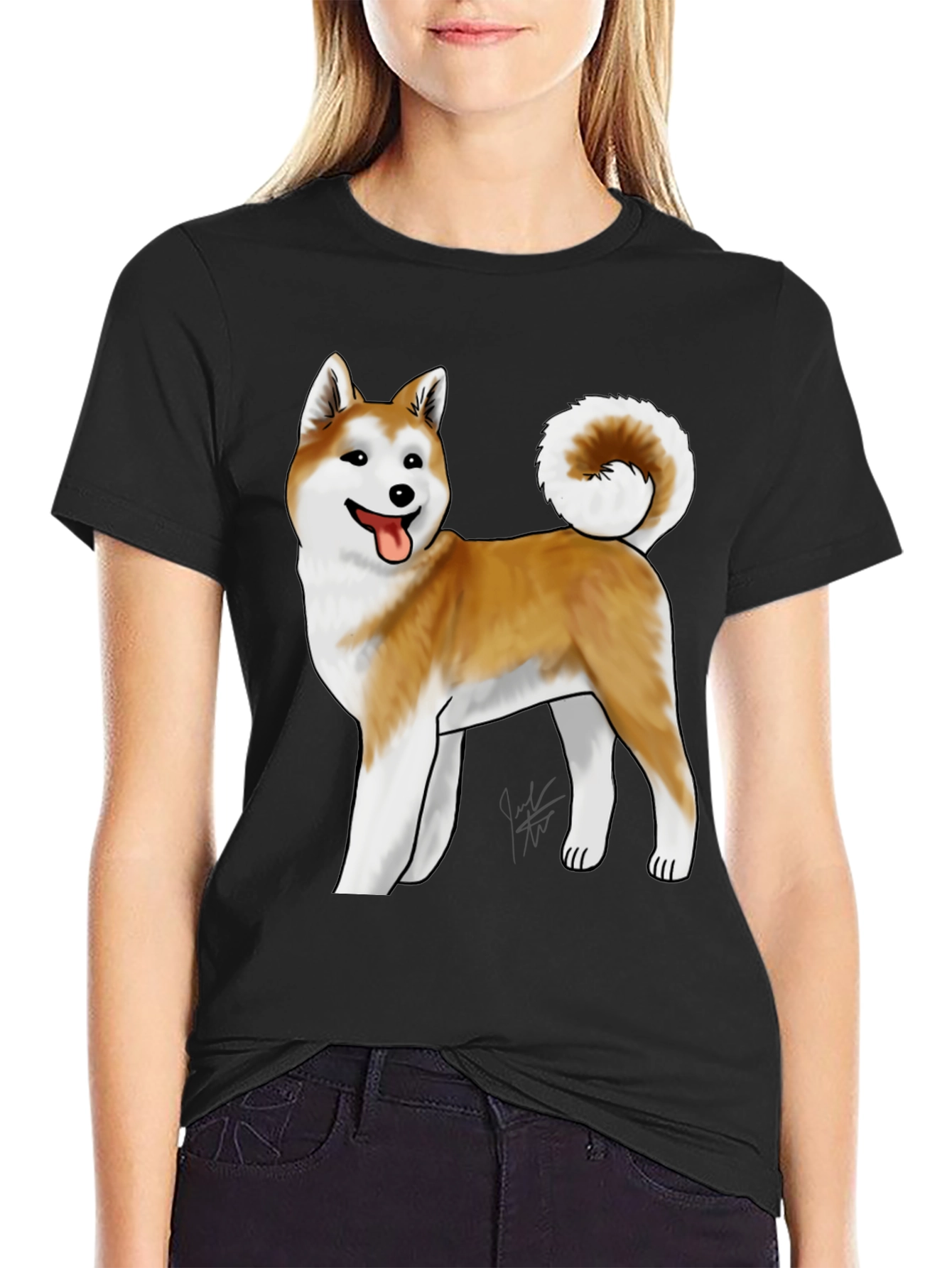 Akita Dog Graphic Tee - Black Unisex T-Shirt