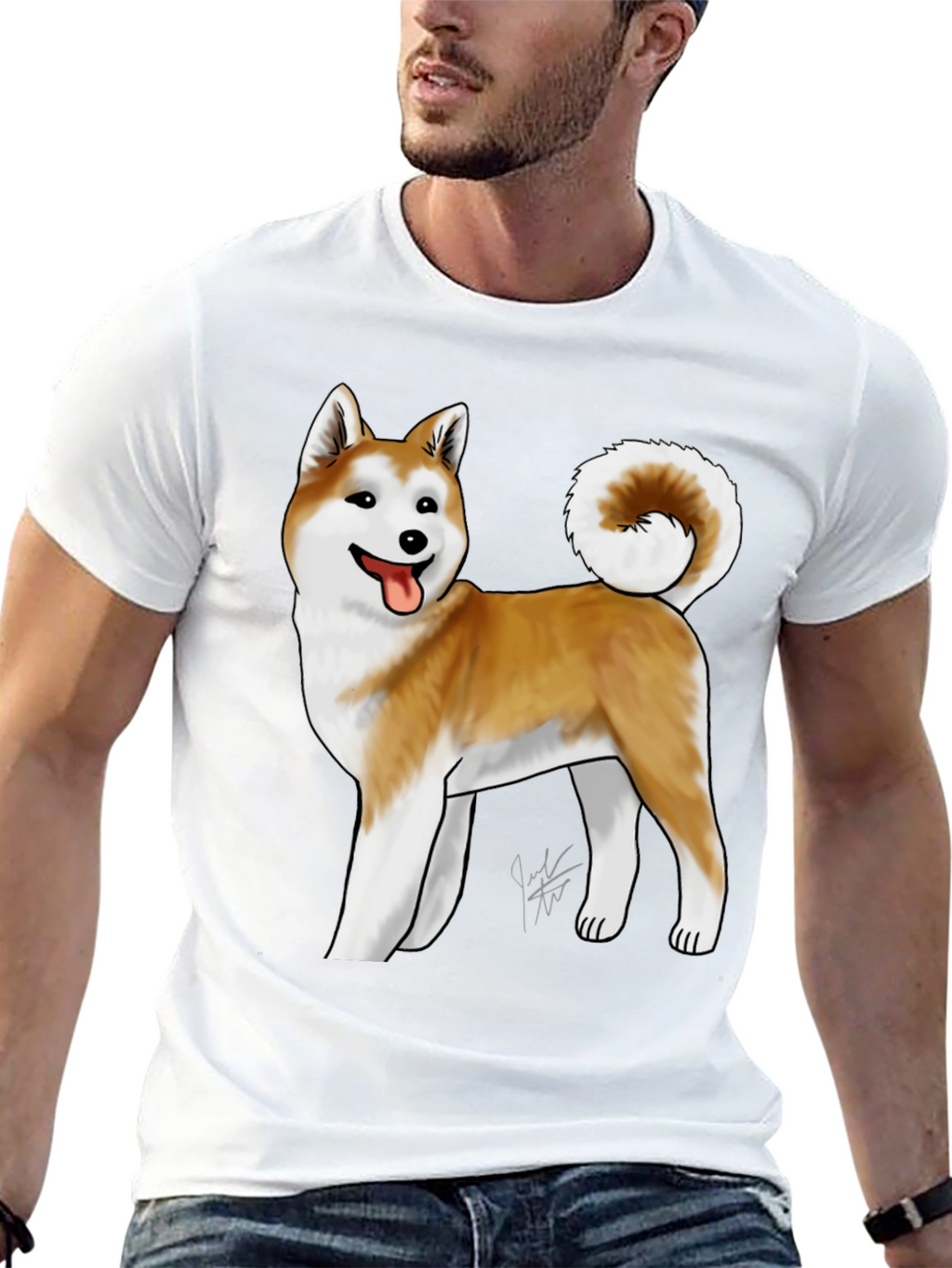 Akita Dog Graphic Tee - Black Unisex T-Shirt